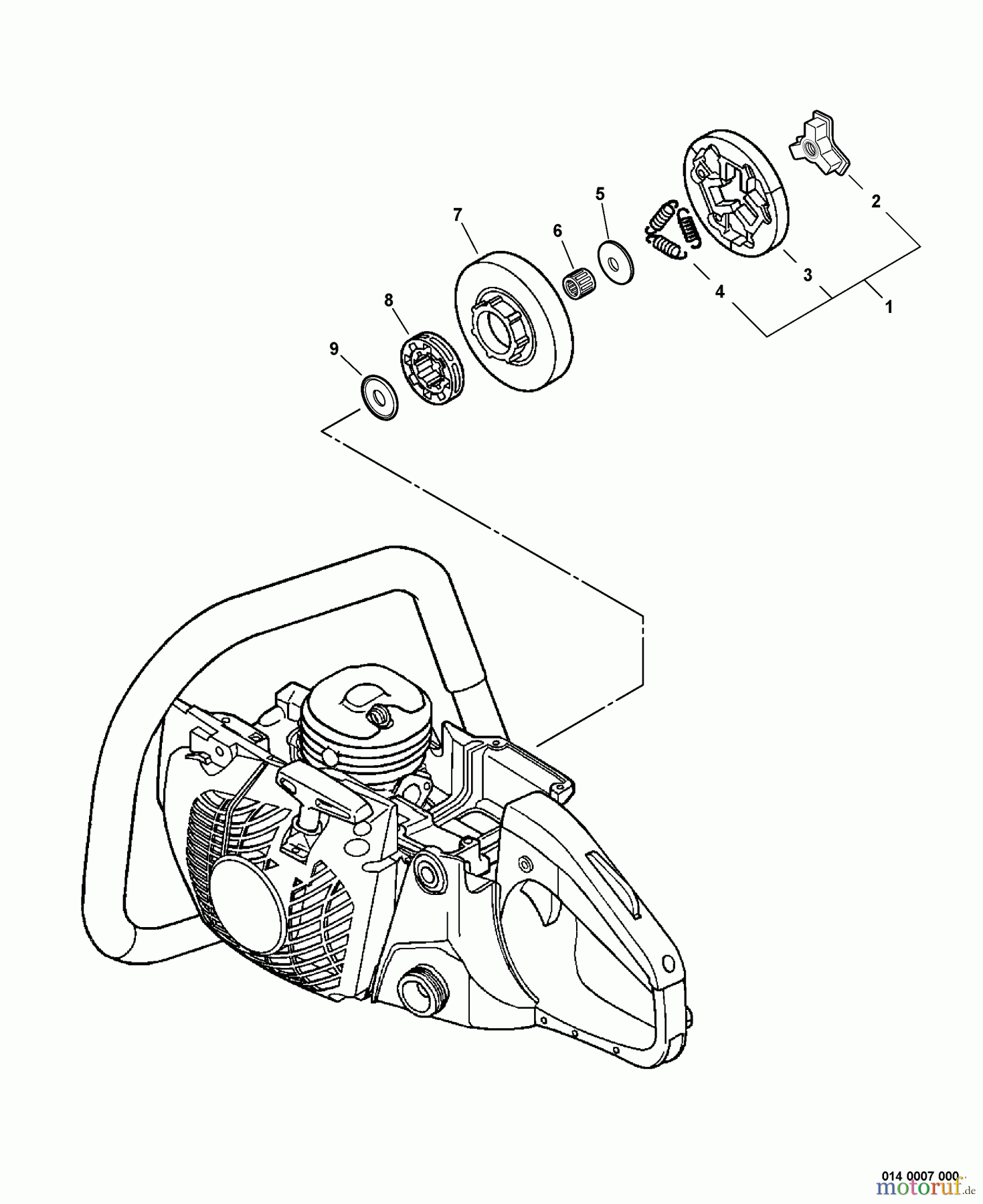  Echo Sägen, Kettensägen CS-530 - Echo Chainsaw, S/N: C02803001001 - C02803999999 Clutch