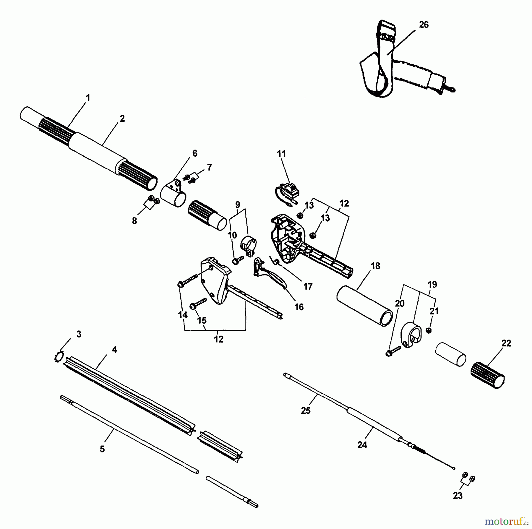  Echo Hochentaster PPF-2110 - Echo Pole Saw / Pruner, S/N: 001001 - 506099 (Type 1E) Driveshaft, Handle, Harness, Stop Switch, Throttle