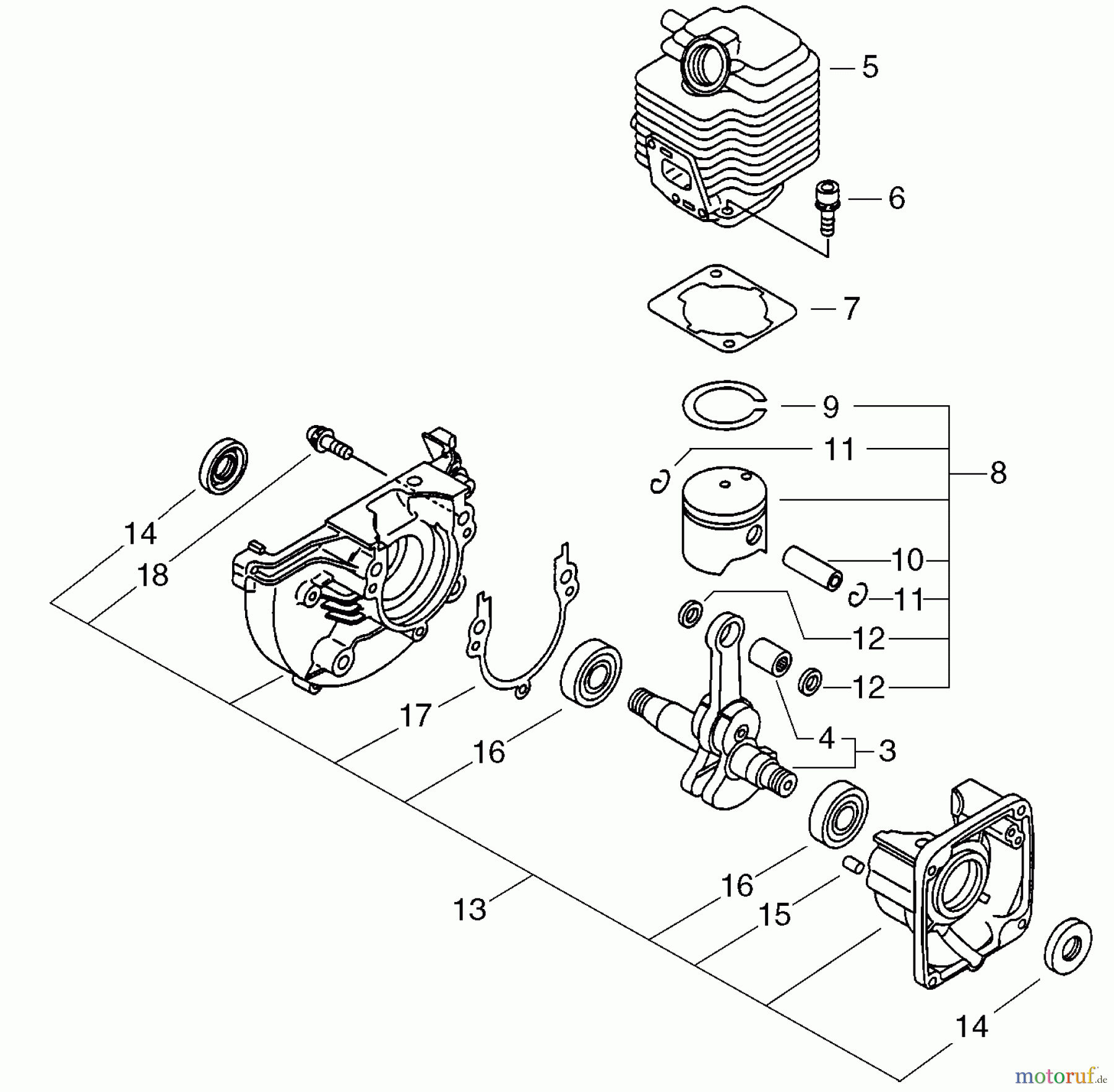  Echo Hochentaster PPT-2400 - Echo Pole Saw / Pruner (Type 1E), S/N: E14220001001 - E14220999999 Cylinder, Piston, Crankcase