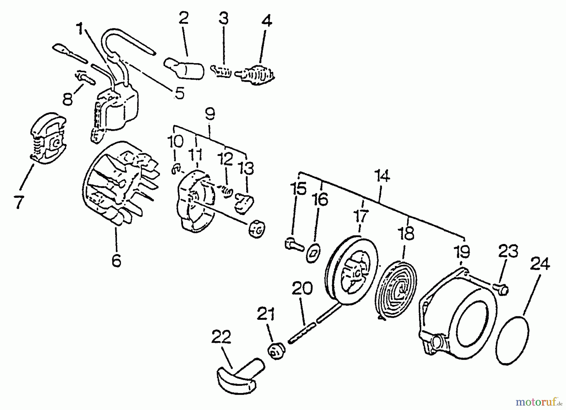  Echo Trimmer, Faden / Bürste GT-2103 - Echo String Trimmer, S/N:031001 - 999999 Clutch, Ignition, Starter