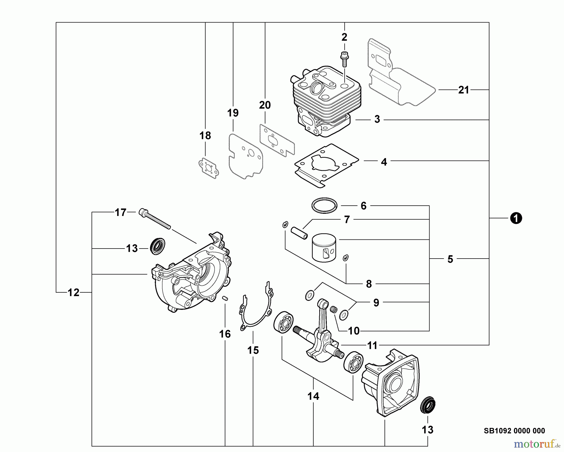  Echo Bläser / Sauger / Häcksler / Mulchgeräte	 PB-255LN - Echo Blower/Vacuums, S/N: P35111001001 - P35111999999 Engine, Short Block -- SB1092