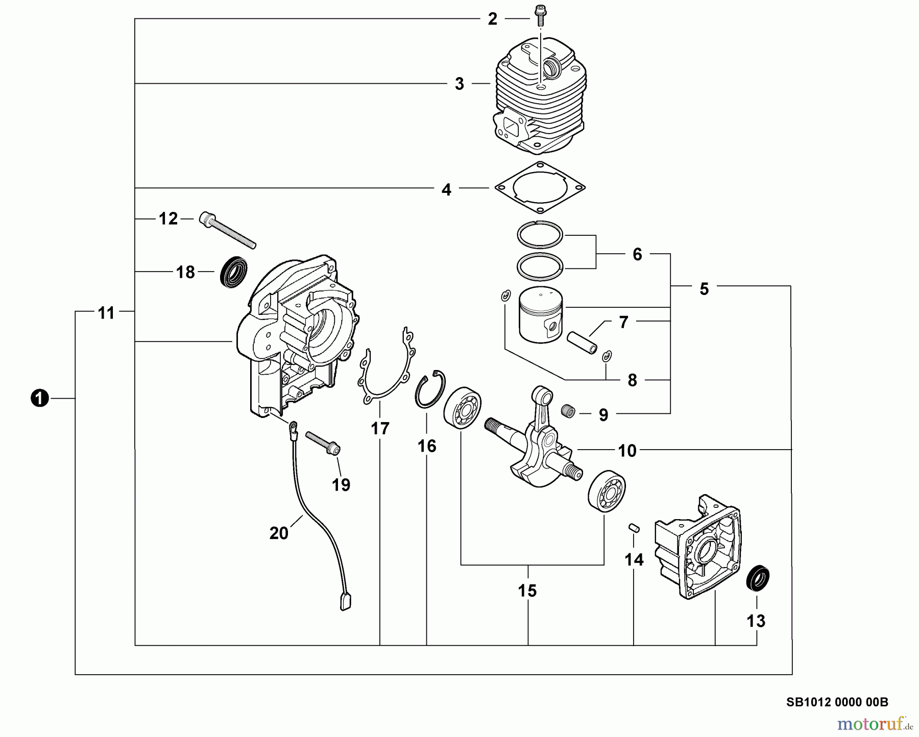  Echo Bläser / Sauger / Häcksler / Mulchgeräte	 PB-4600 - Echo Back Pack Blower, S/N 001001 - 059918 Engine, Short Block -- SB1012