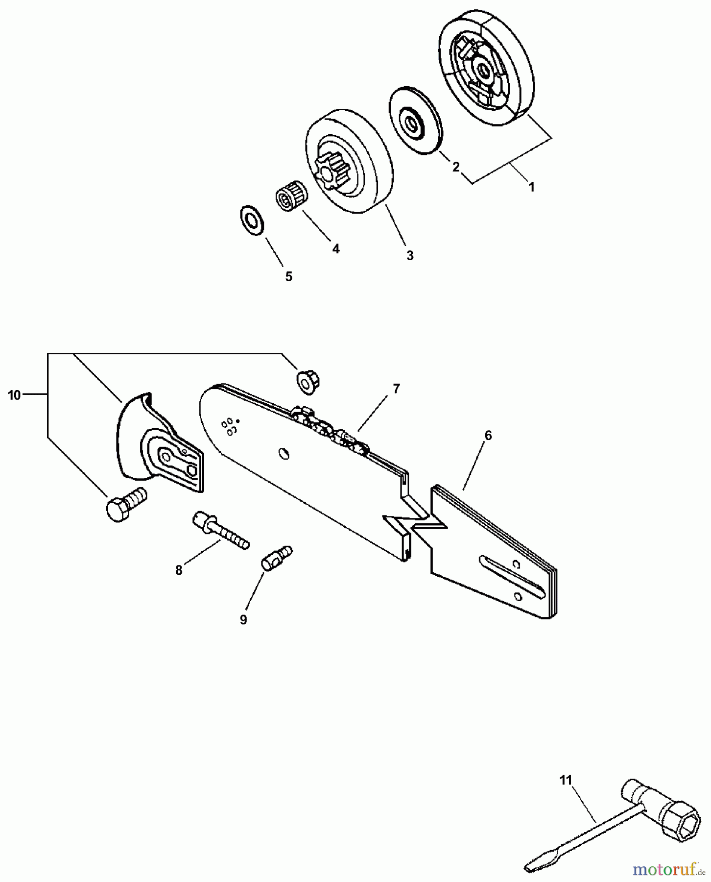  Echo Sägen, Kettensägen CS-3450 - Echo Chainsaw (Type 1) Clutch Assembly, Bar & Chain, Tools