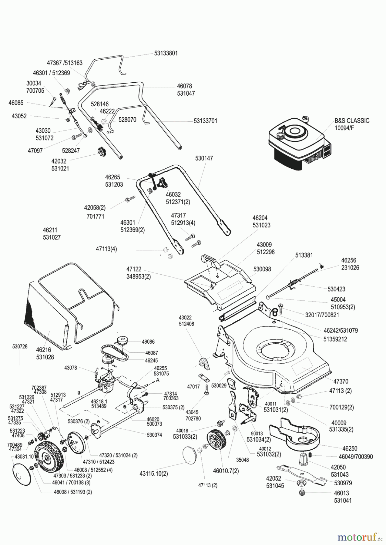  Orion Gartentechnik Benzinrasenmäher 46 BR Seite 1