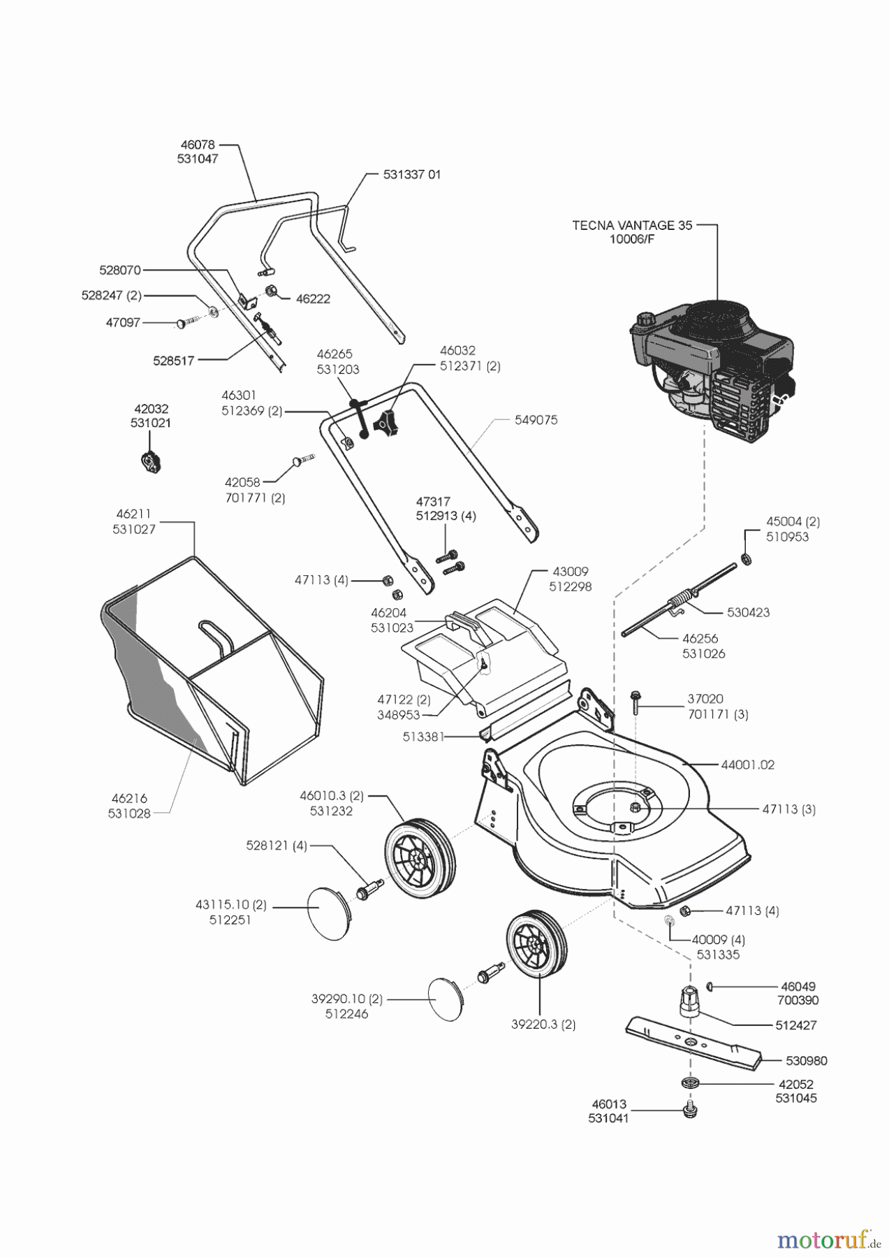  Greenstyler Gartentechnik Benzinrasenmäher  4435  02/1999 - 10/2001 Seite 1