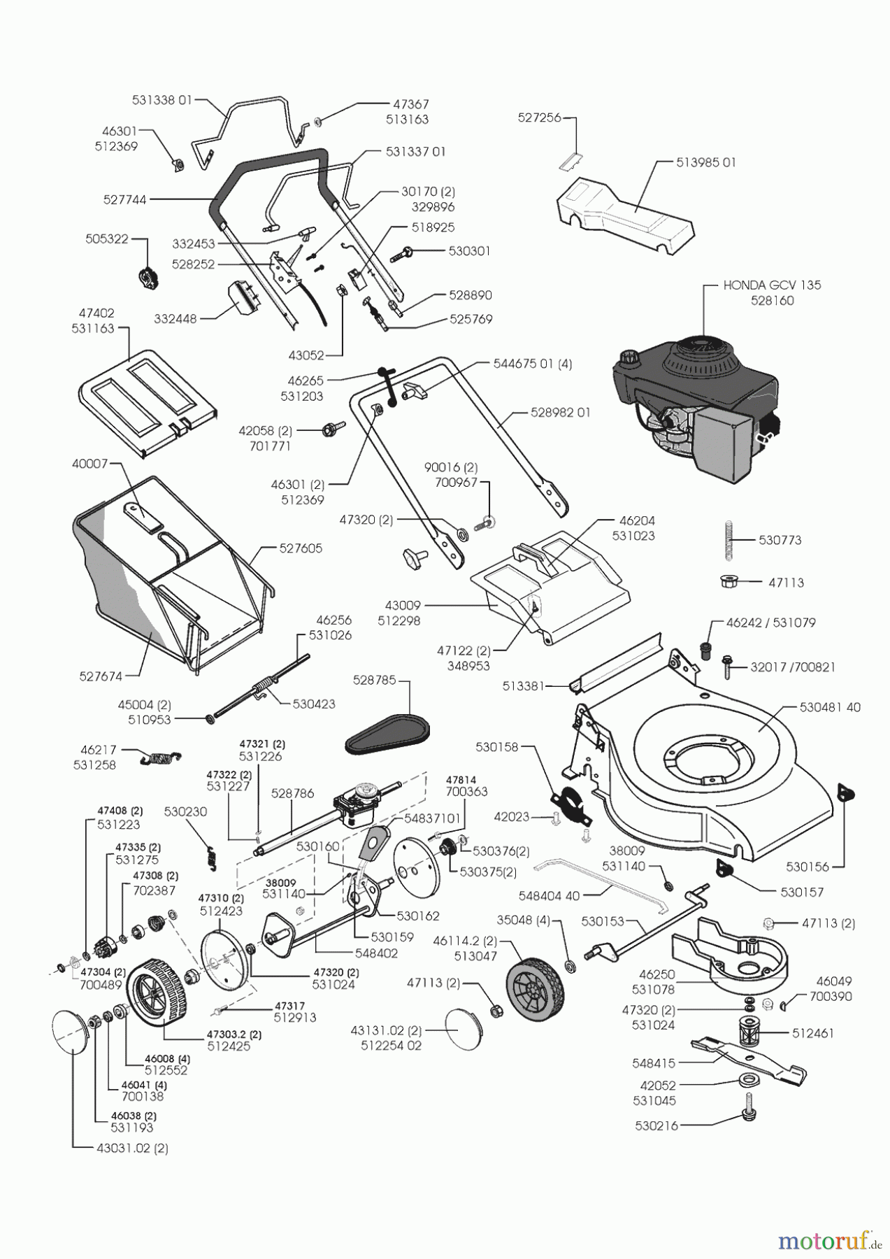  Euro Line Gartentechnik Benzinrasenmäher 5300 HR 04/1999 - 01/2000 Seite 1