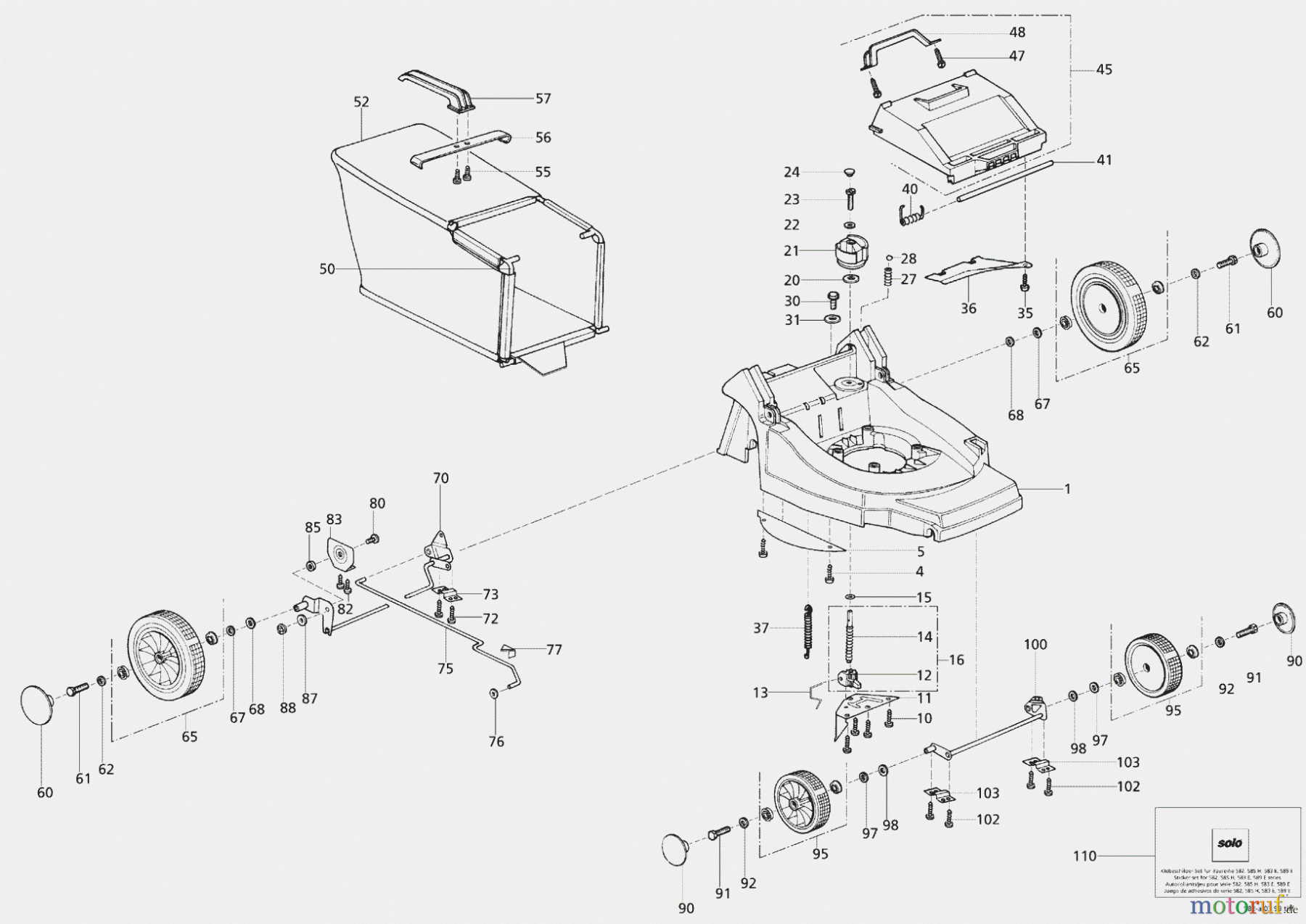  Solo by AL-KO Gartentechnik Benzinrasenmäher 585 ET 041999 Druck 9 585 707 04/1999 [SN: ET 041999 Druck 9 585 707] - 00/2002 [SN: ET 102002Druck 9 585 709] Seite 1