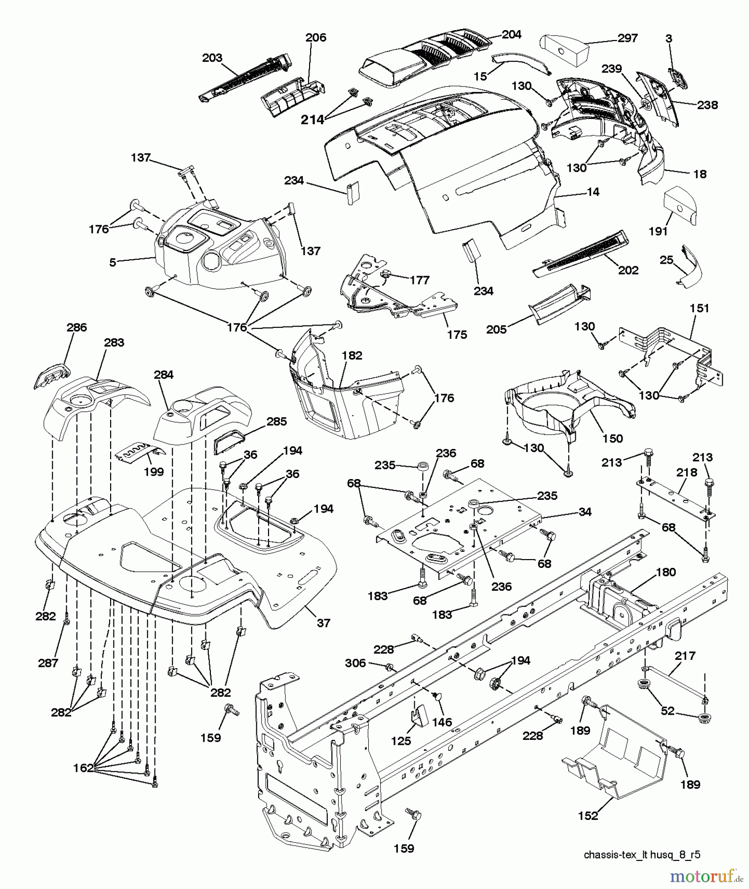  Husqvarna Rasen und Garten Traktoren LTH 2142DR (96041023602) - Husqvarna Lawn Tractor (2013-05) CHASSIS ENCLOSURES