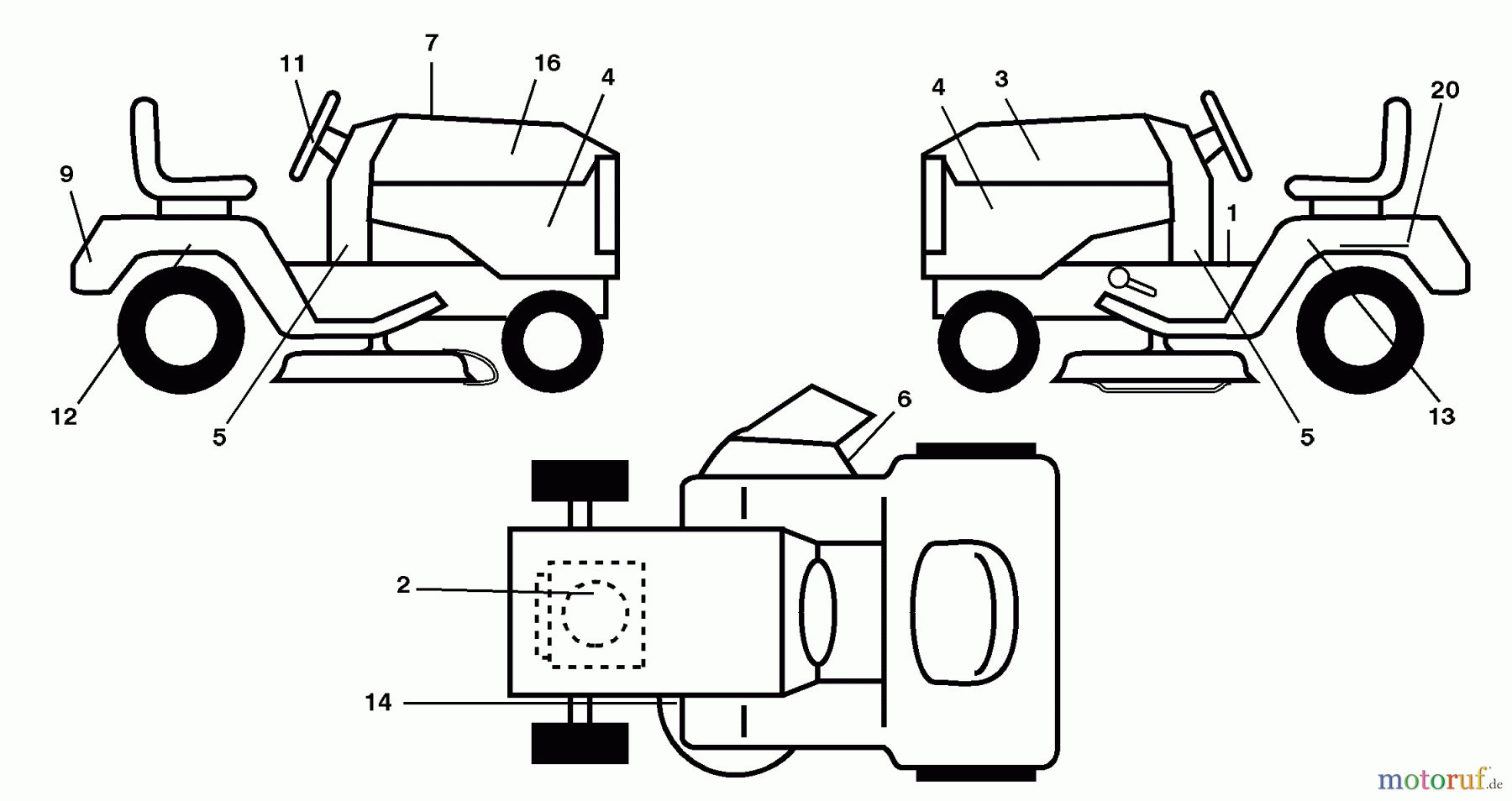  Husqvarna Rasen und Garten Traktoren PB 19546LT (96042003500) - Husqvarna Lawn Tractor (2008-02 & After) Decals