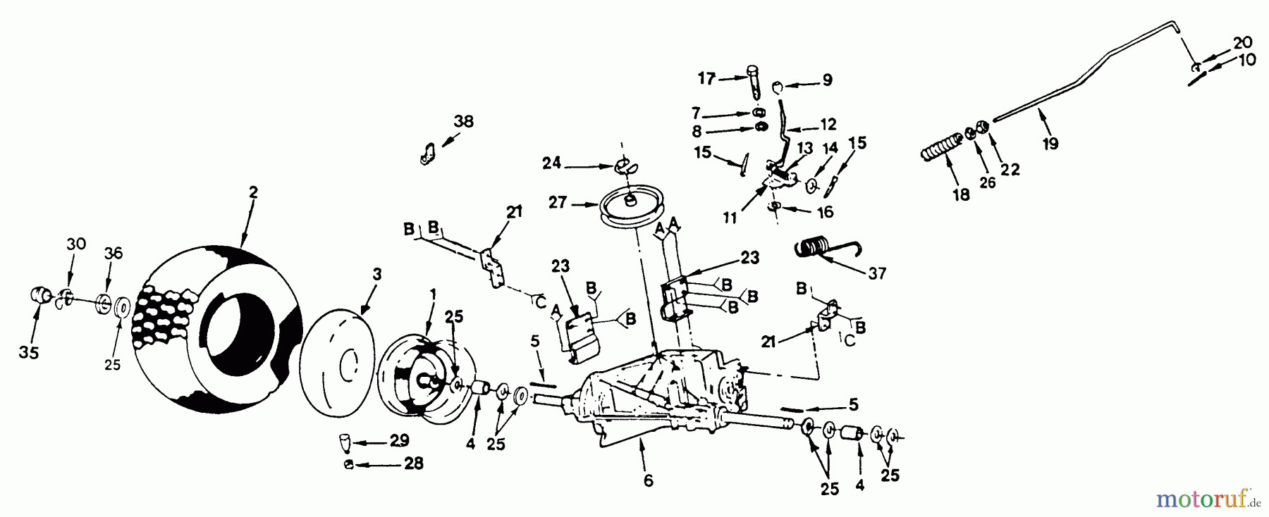  Husqvarna Rasen und Garten Traktoren YT 120 (954000061) - Husqvarna Yard Tractor (1990-01 & After) Transaxle And Rear Wheel (Part 1)