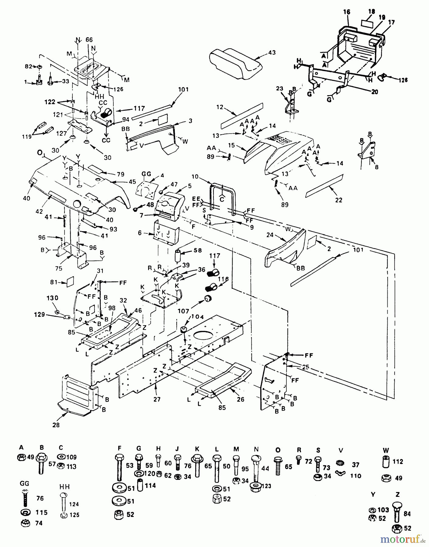  Husqvarna Rasen und Garten Traktoren YT 125 (954000041) - Husqvarna Yard Tractor (1990-01 & After) Chassis And Enclosures (Part 1)