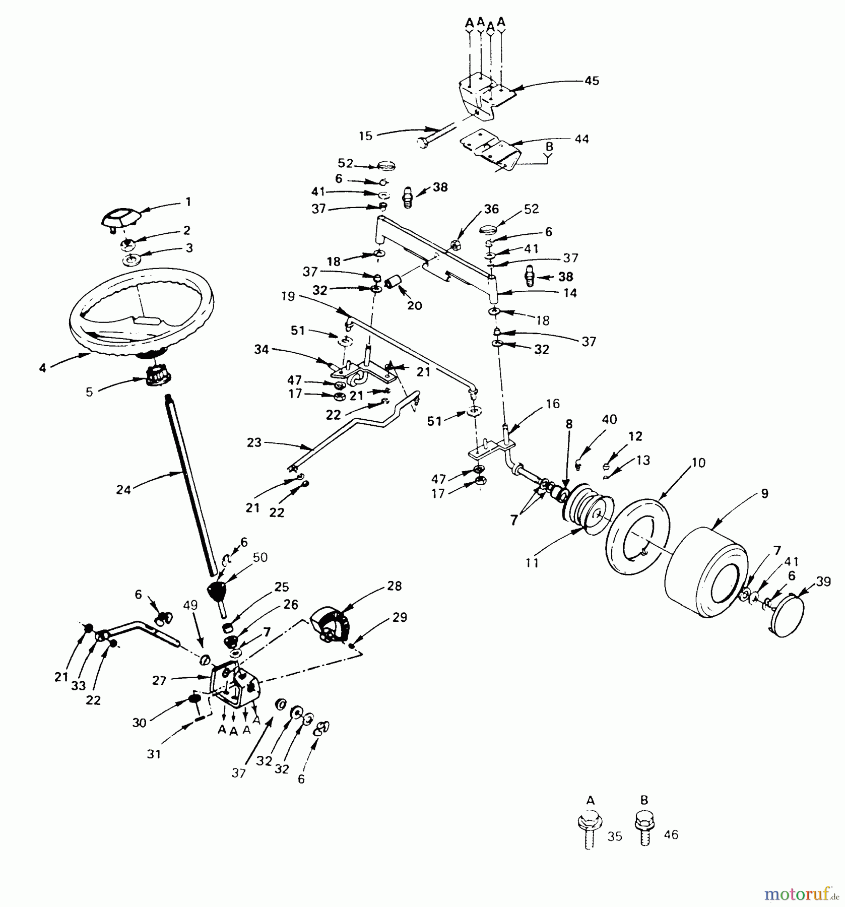  Husqvarna Rasen und Garten Traktoren YT 125 (954000041) - Husqvarna Yard Tractor (1990-01 & After) Steering, Front Axle And Wheels