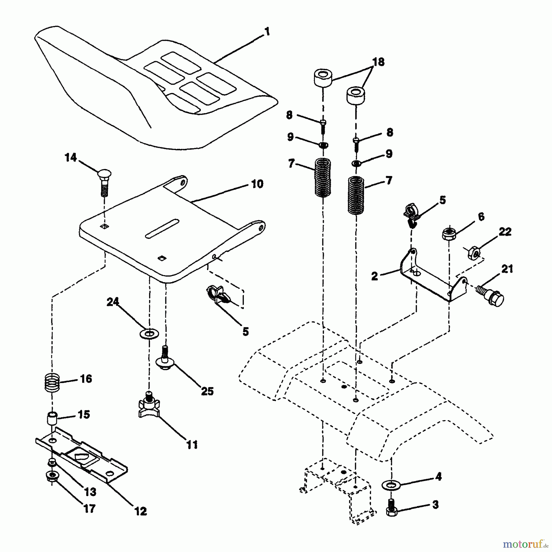  Husqvarna Rasen und Garten Traktoren YT 150 (954840021) (HCYT150A) - Husqvarna Yard Tractor (1996-01 to 1996-03) Seat Assembly