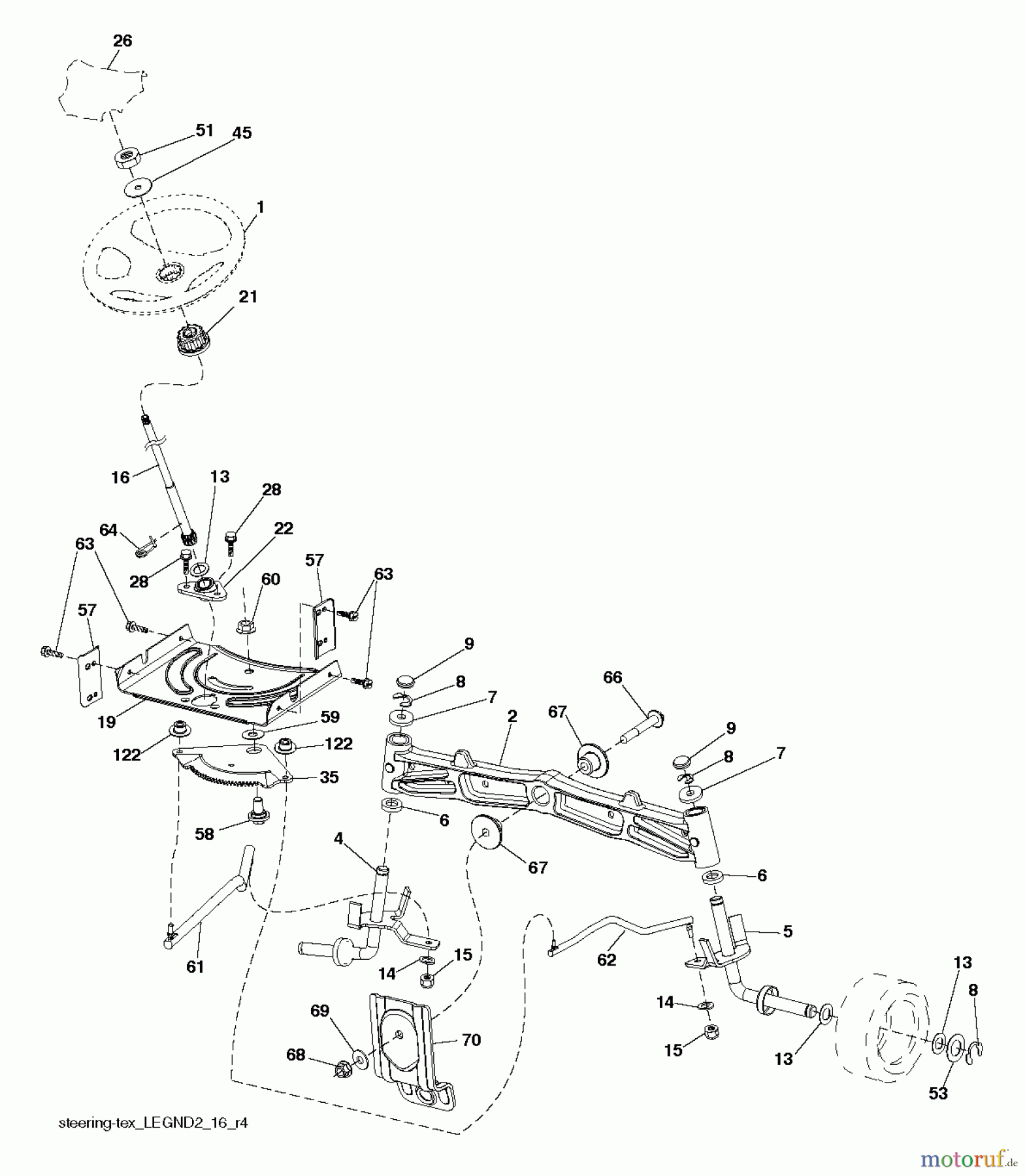Husqvarna Rasen und Garten Traktoren YTA 19K42 (96043014201) - Husqvarna Yard Tractor (2012-12 & After) STEERING