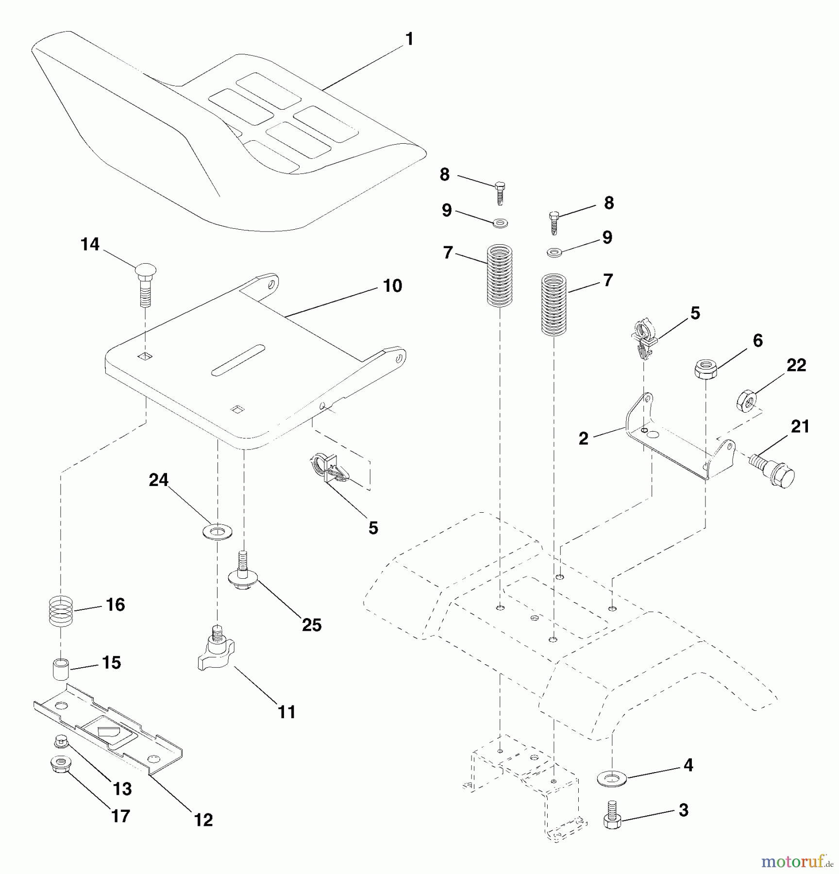  Husqvarna Rasen und Garten Traktoren YTH 130 (954170026) (HEYTH130K) - Husqvarna Yard Tractor (2000-10 to 2001-01) Seat Assembly