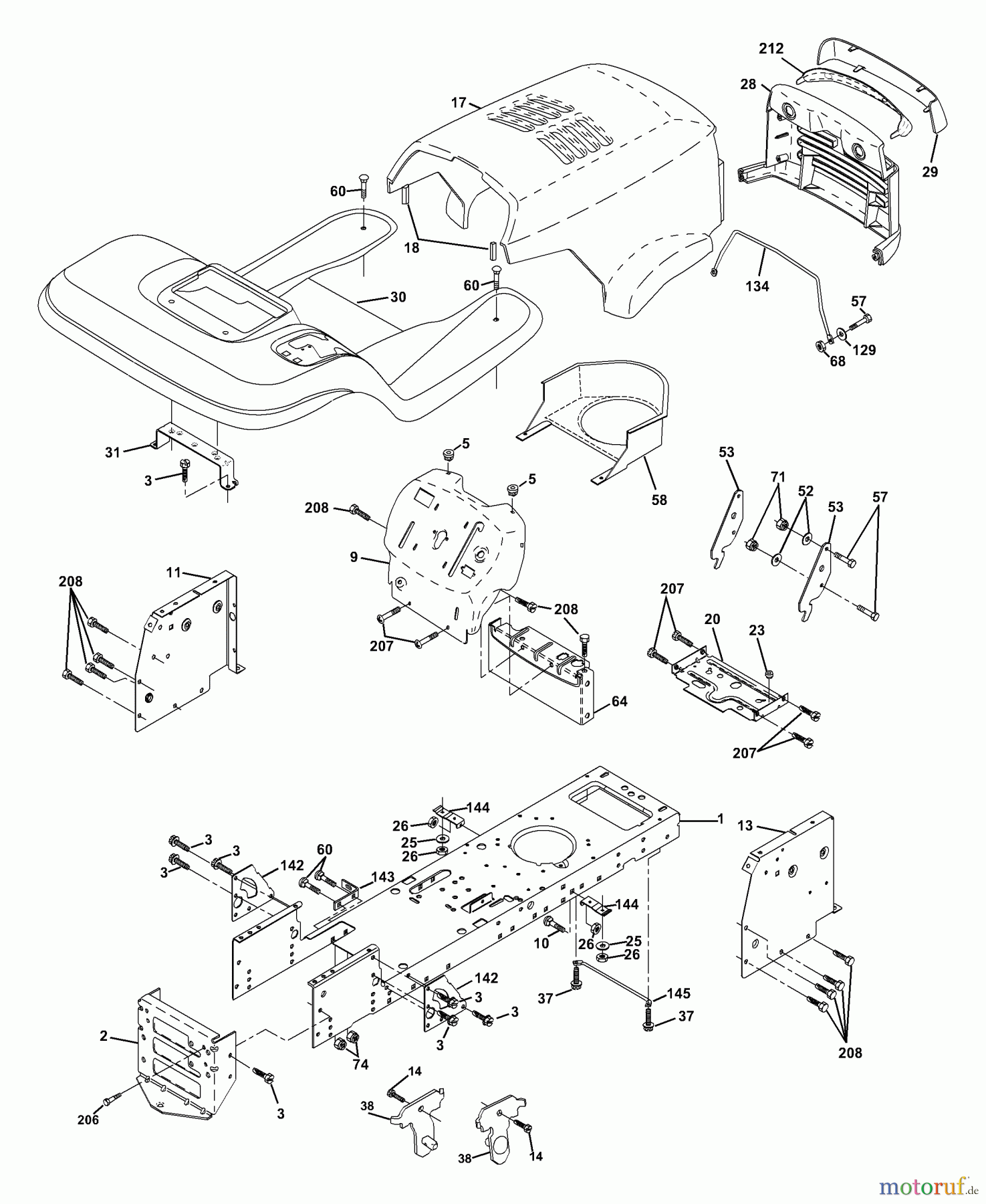  Husqvarna Rasen und Garten Traktoren YTH 130 (954170026) (HEYTH130L) - Husqvarna Yard Tractor (2001-02 & After) Chassis And Enclosures