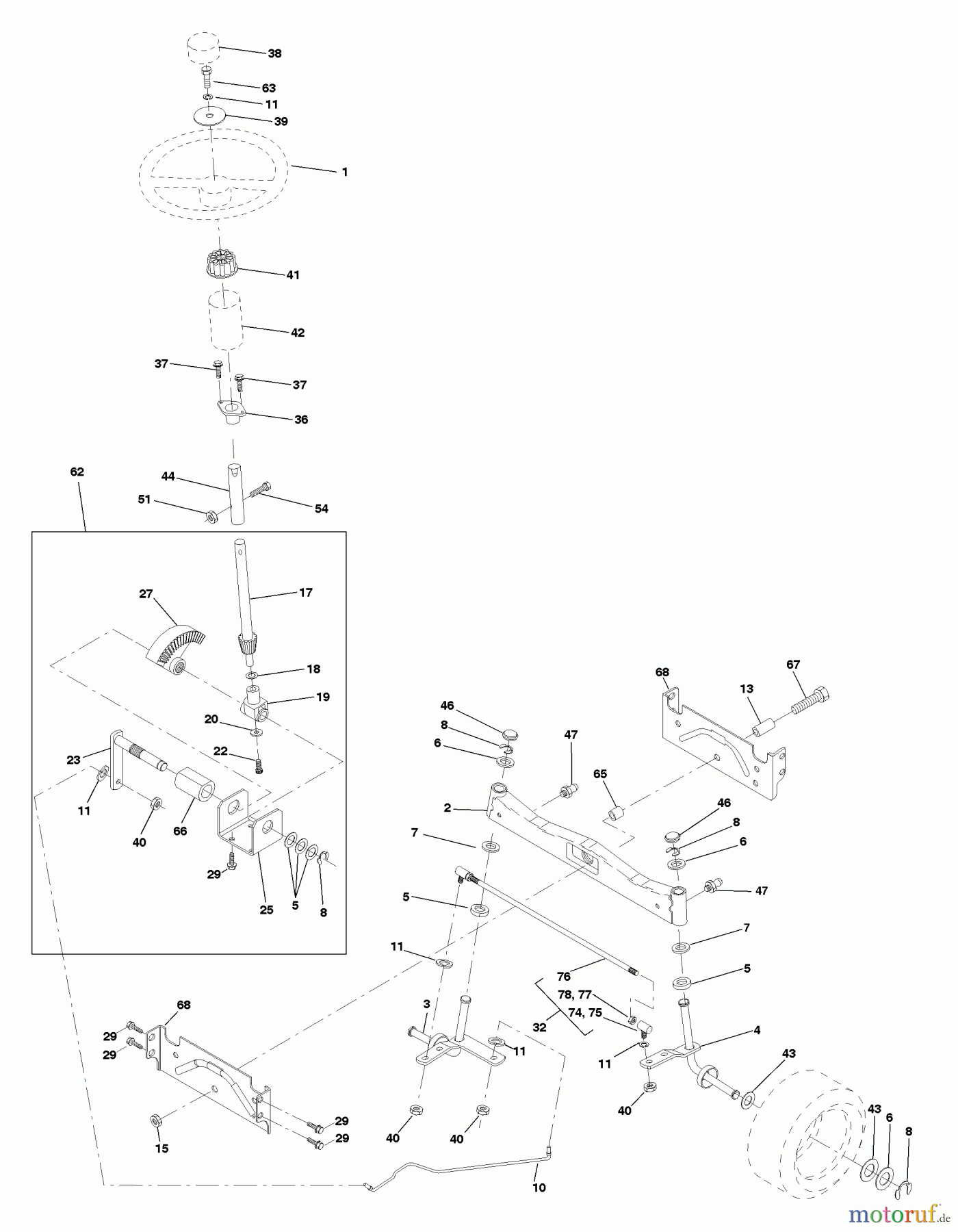  Husqvarna Rasen und Garten Traktoren YTH 145 (954140015A) - Husqvarna Yard Tractor (1999-05 & After) Steering Assembly