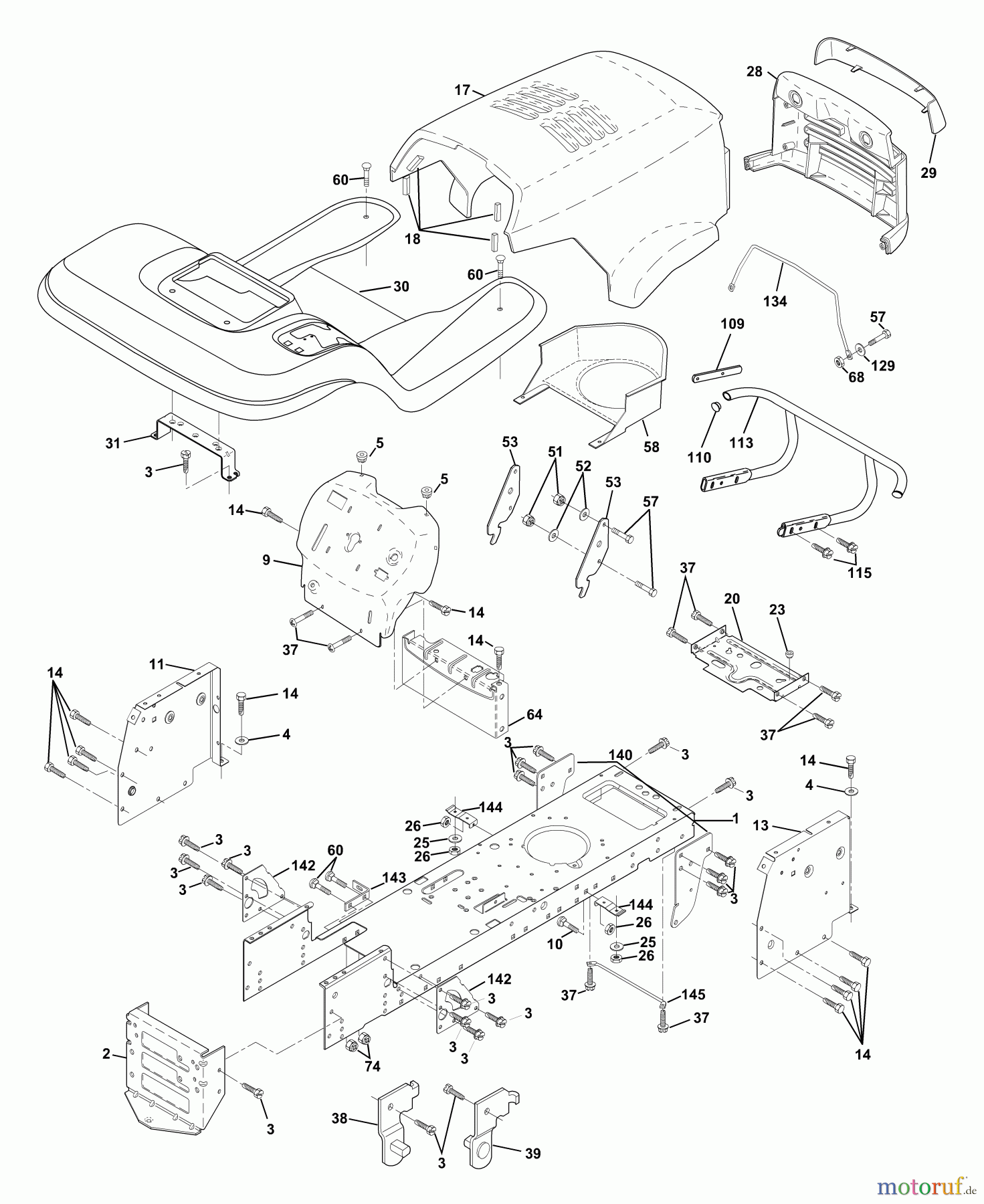  Husqvarna Rasen und Garten Traktoren YTH 150 (954140007) (HCLTH150E) - Husqvarna Yard Tractor (1998-03 to 1998-09) Chassis And Enclosures