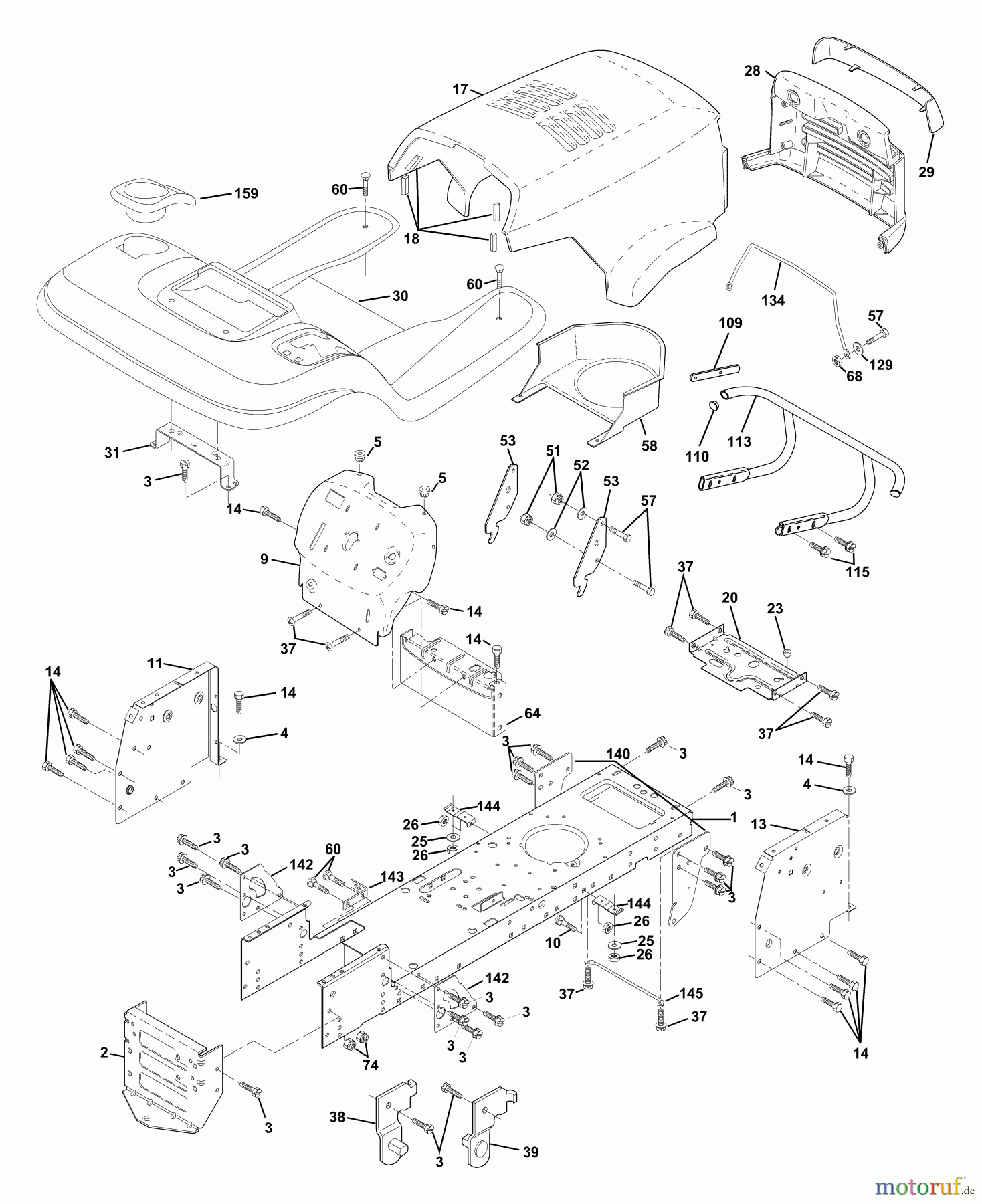  Husqvarna Rasen und Garten Traktoren YTH 150 (954140007) (HCLTH150H) - Husqvarna Yard Tractor (1998-10 to 1999-02) Chassis And Enclosures