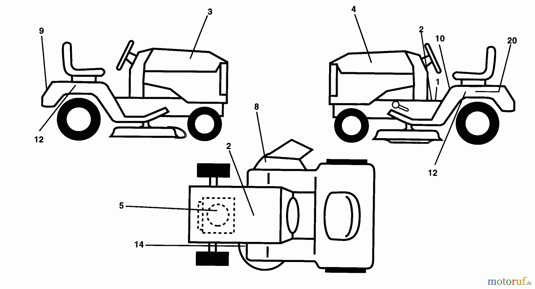  Husqvarna Rasen und Garten Traktoren YTH 150 (954140007) - Husqvarna Yard Tractor (1997-12 & After) Decals