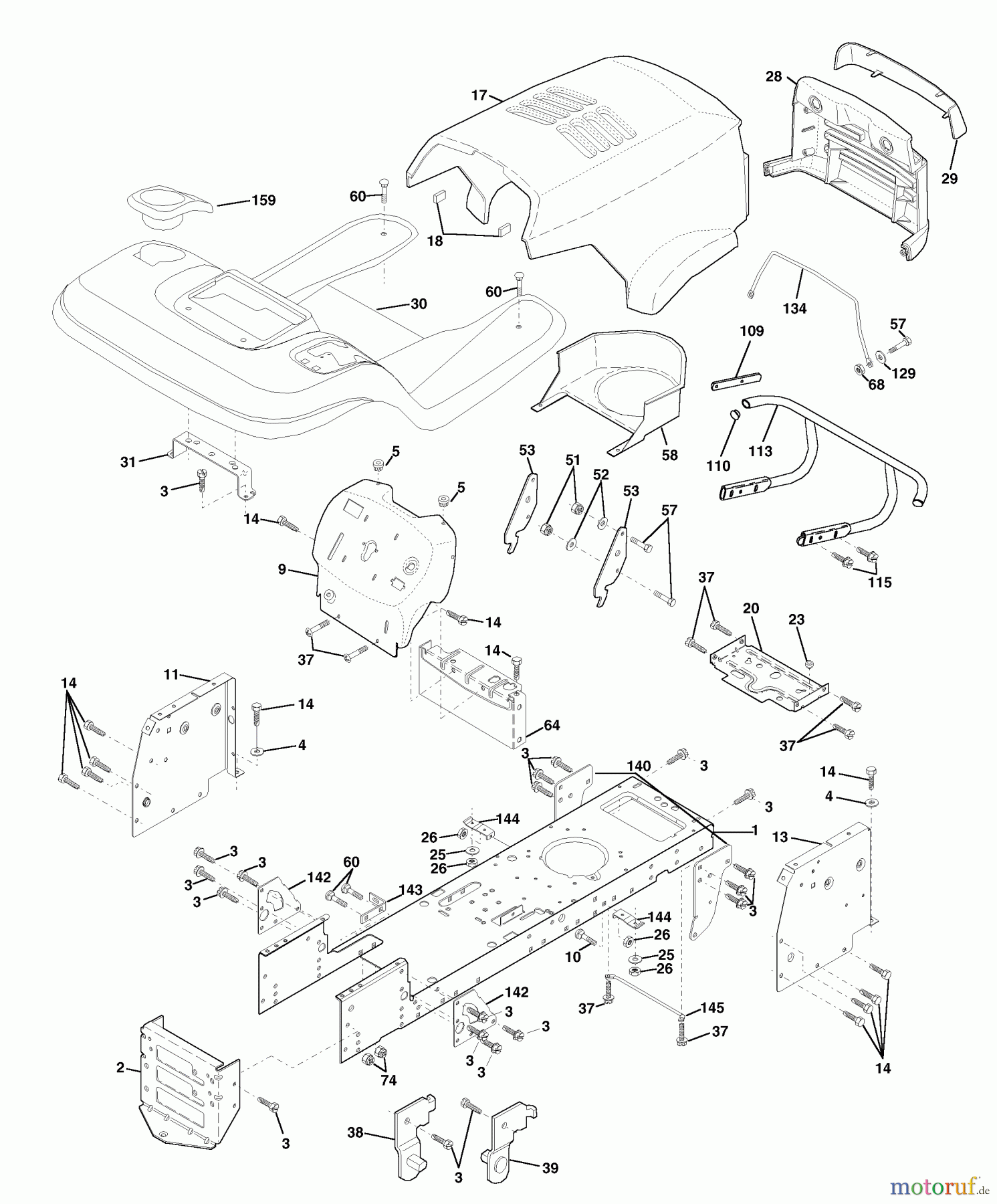  Husqvarna Rasen und Garten Traktoren YTH 150 (954140007J) - Husqvarna Yard Tractor (1999-03 & After) Chassis & Enclosures