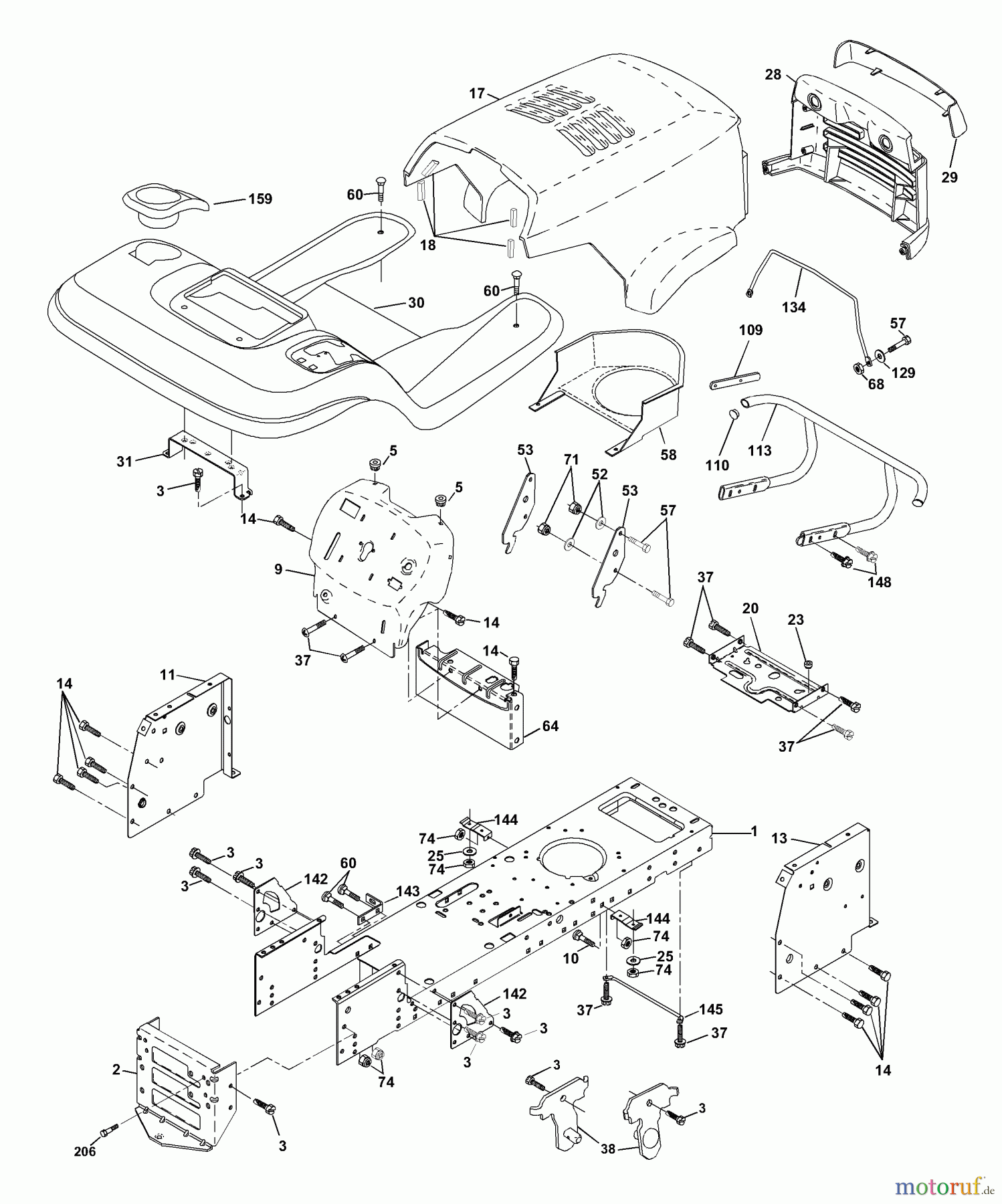  Husqvarna Rasen und Garten Traktoren YTH 150 (954140108A) - Husqvarna Yard Tractor (1999-11 & After) Chassis And Enclosures