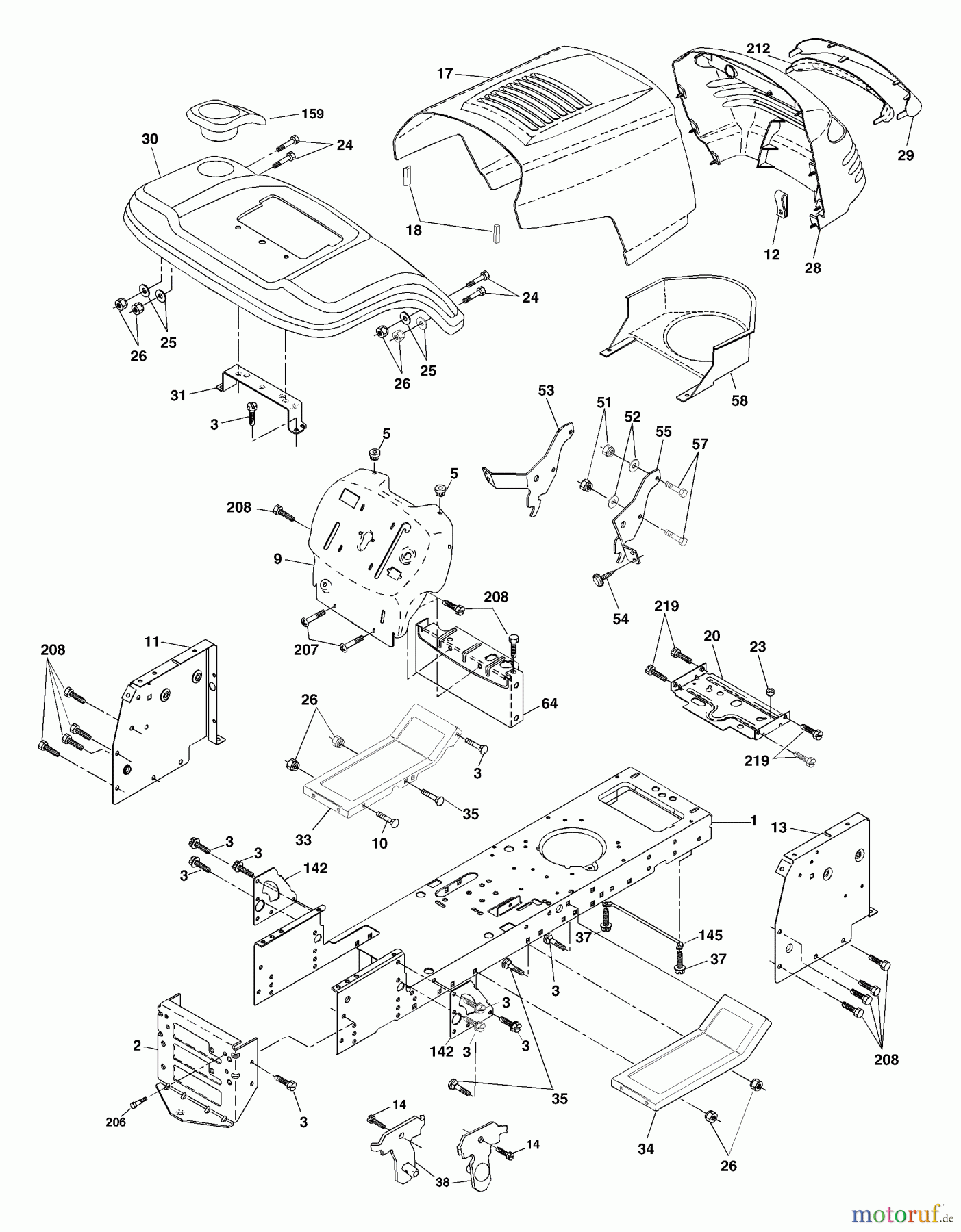  Husqvarna Rasen und Garten Traktoren YTH 1542 (954568526) (YTHK1542A) - Husqvarna Yard Tractor (2002-01 to 2002-01) Chassis And Enclosures