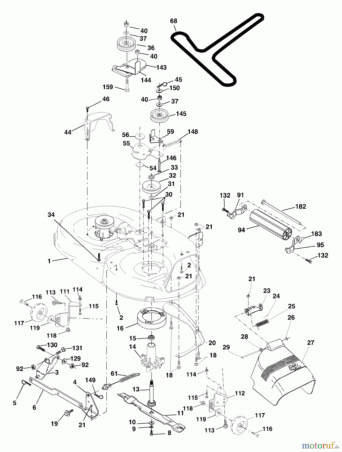  Husqvarna Rasen und Garten Traktoren YTH 1542 (954568526) (YTHK1542A) - Husqvarna Yard Tractor (2002-01 to 2002-01) Mower Deck