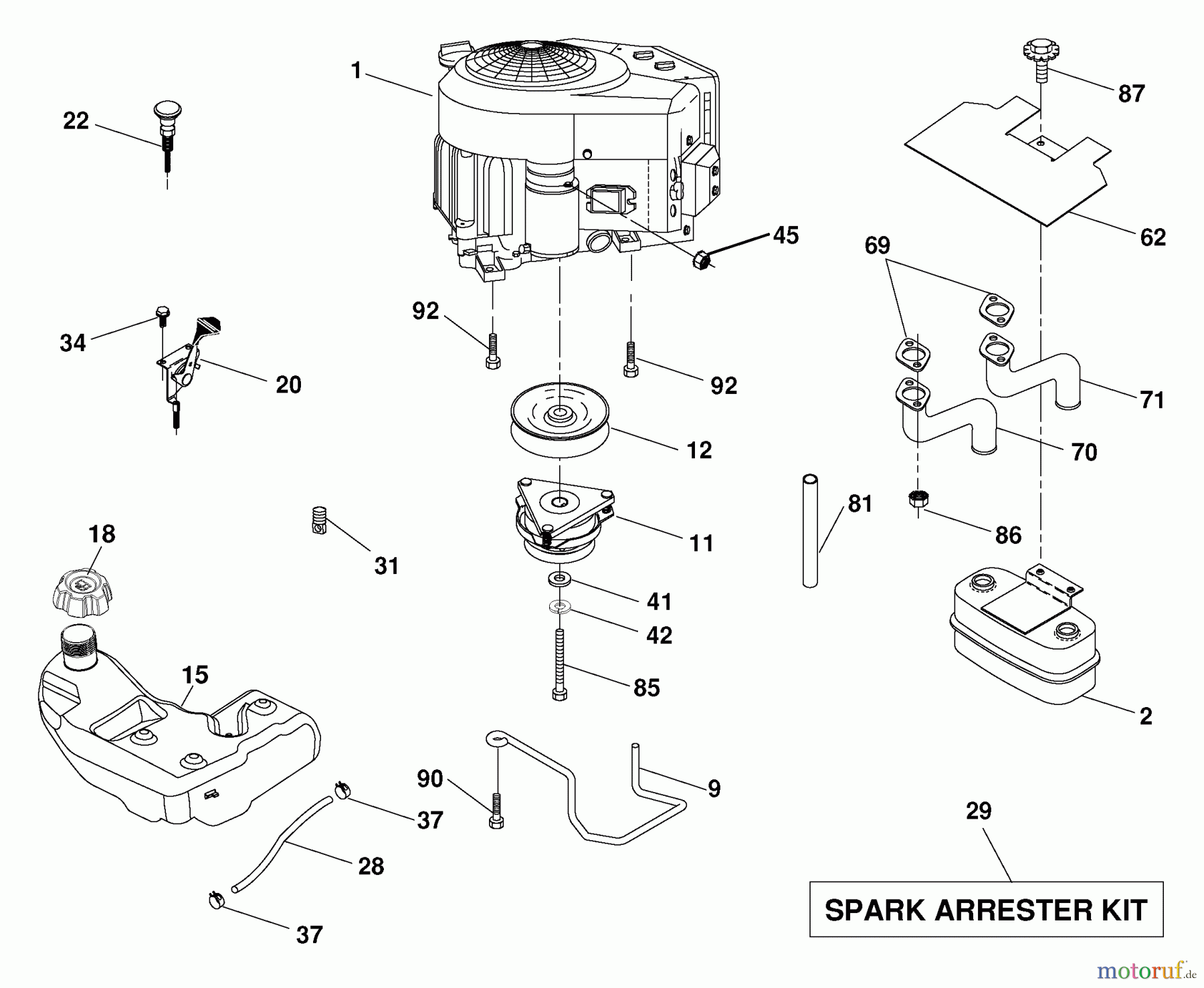  Husqvarna Rasen und Garten Traktoren YTH 1542XPT (96043000602) - Husqvarna Yard Tractor (2006-10 & After) Engine