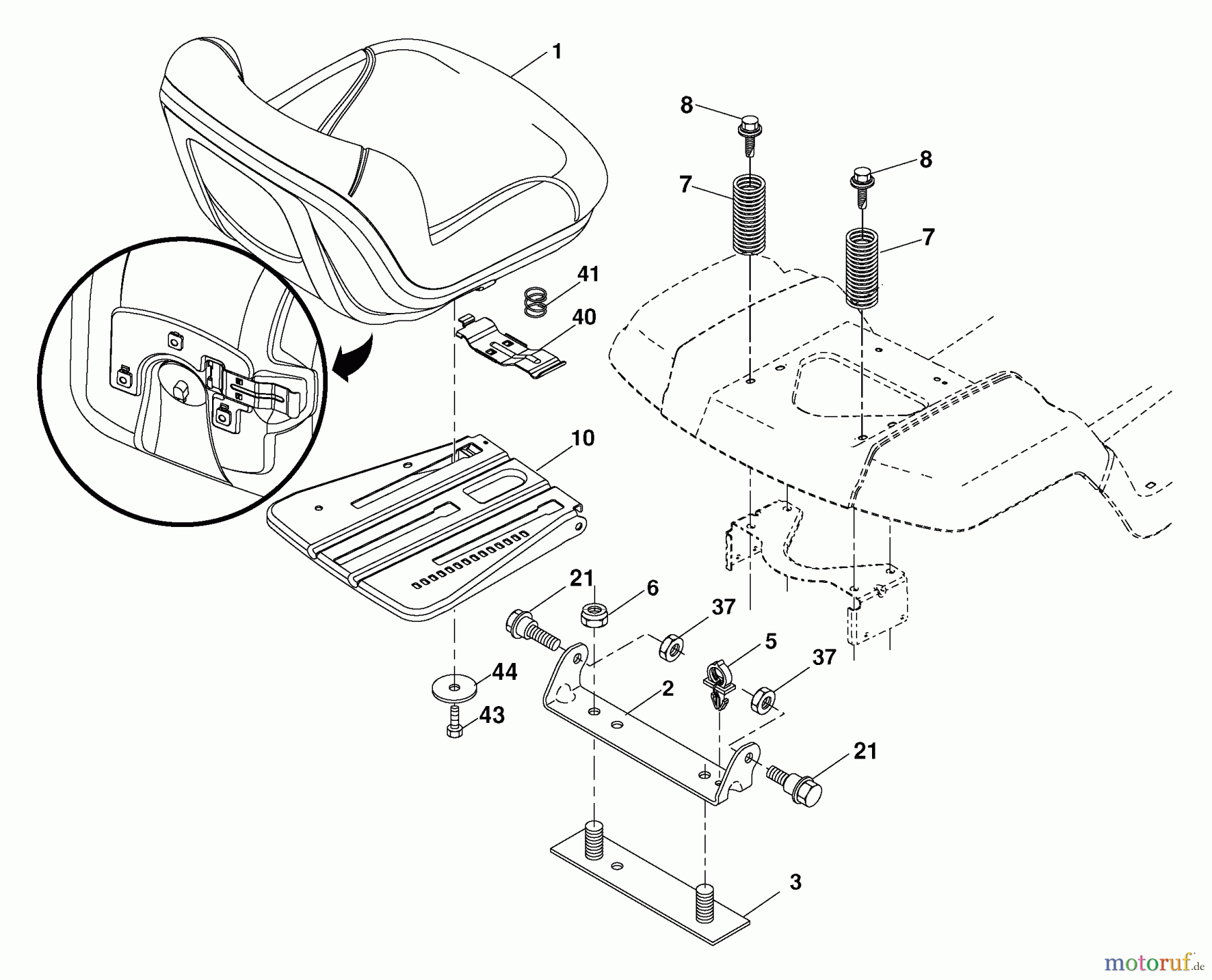  Husqvarna Rasen und Garten Traktoren YTH 1542XPT (96043000602) - Husqvarna Yard Tractor (2006-10 & After) Seat Assembly