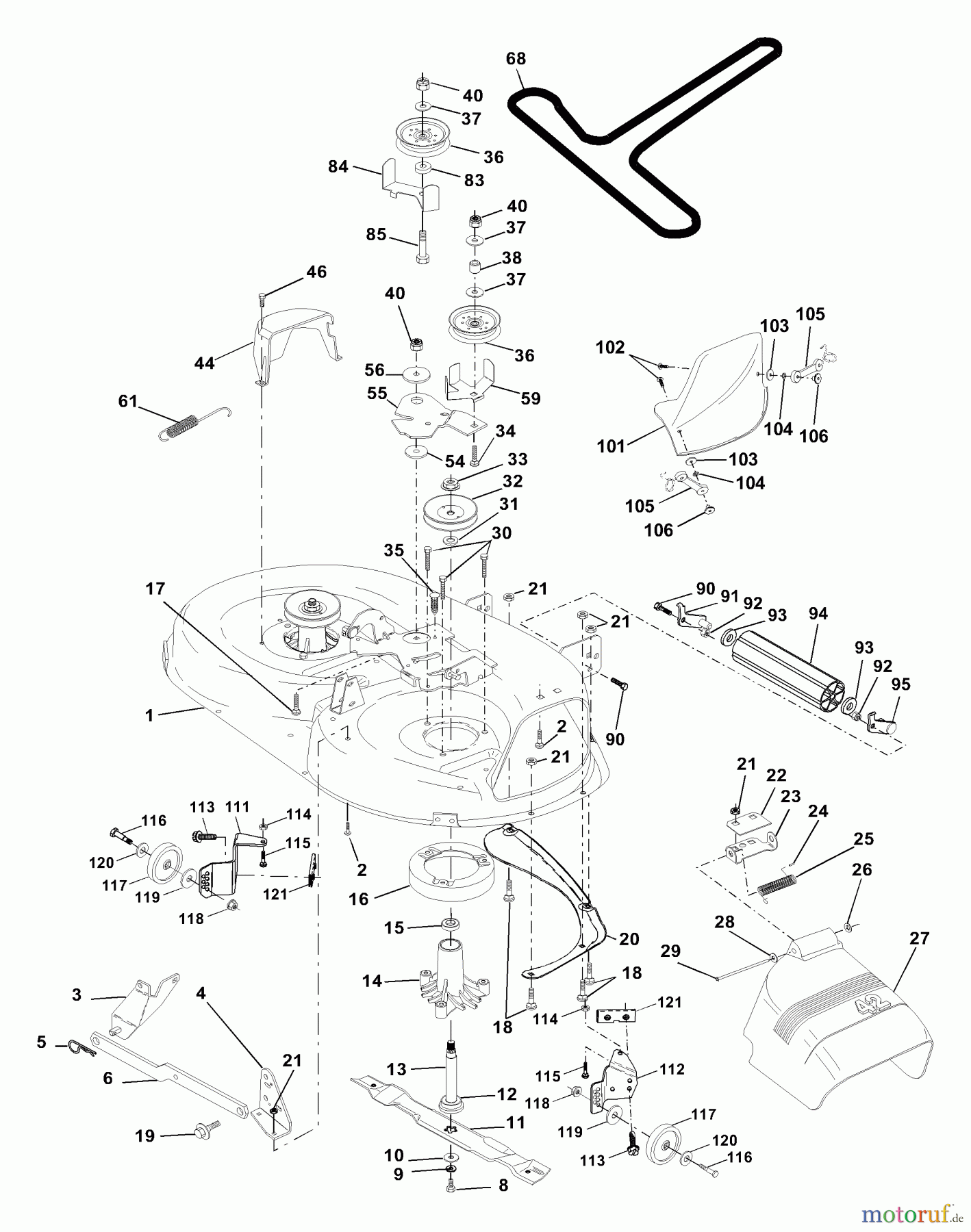  Husqvarna Rasen und Garten Traktoren YTH 180 (954001172A) - Husqvarna Yard Tractor (1994-07 & After) Mower - 42