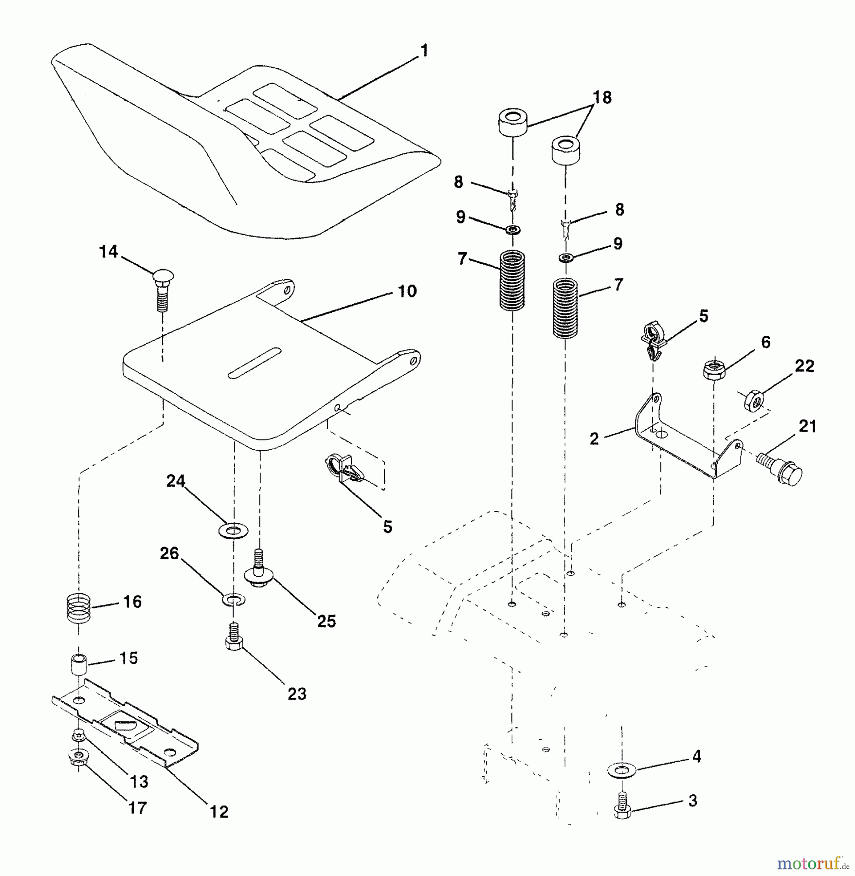  Husqvarna Rasen und Garten Traktoren YTH 180 (954140010) (HCYTH180C) - Husqvarna Yard Tractor (1997-01 to 1997-10) Seat Assembly