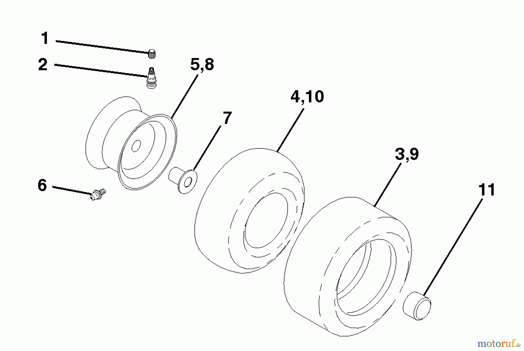  Husqvarna Rasen und Garten Traktoren YTH 180 (954140010F) - Husqvarna Yard Tractor (1998-07 to 1998-07) Wheels & Tires