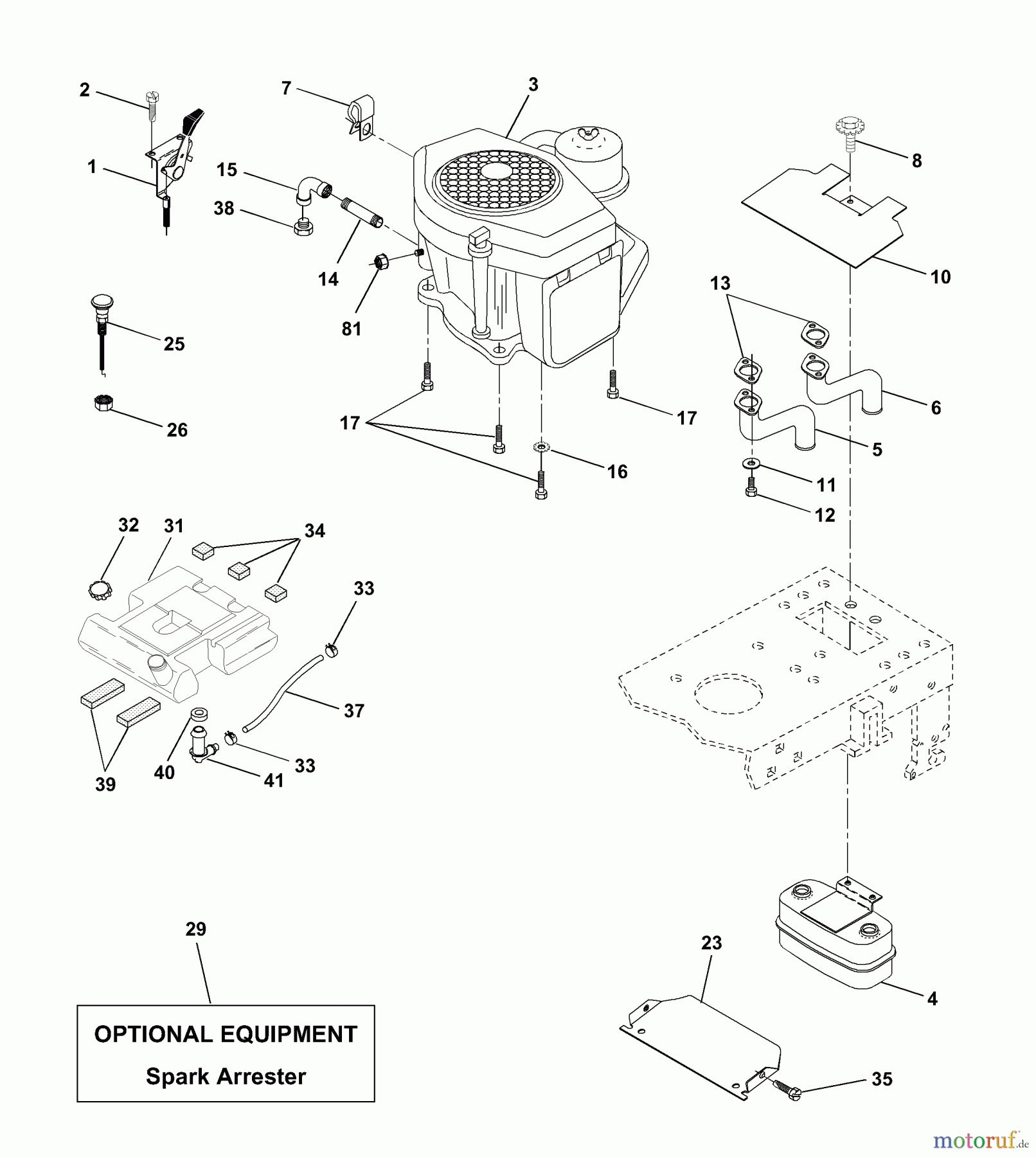 Husqvarna Rasen und Garten Traktoren YTH 180 (954830145B) - Husqvarna Yard Tractor (1996-03 & After) Engine