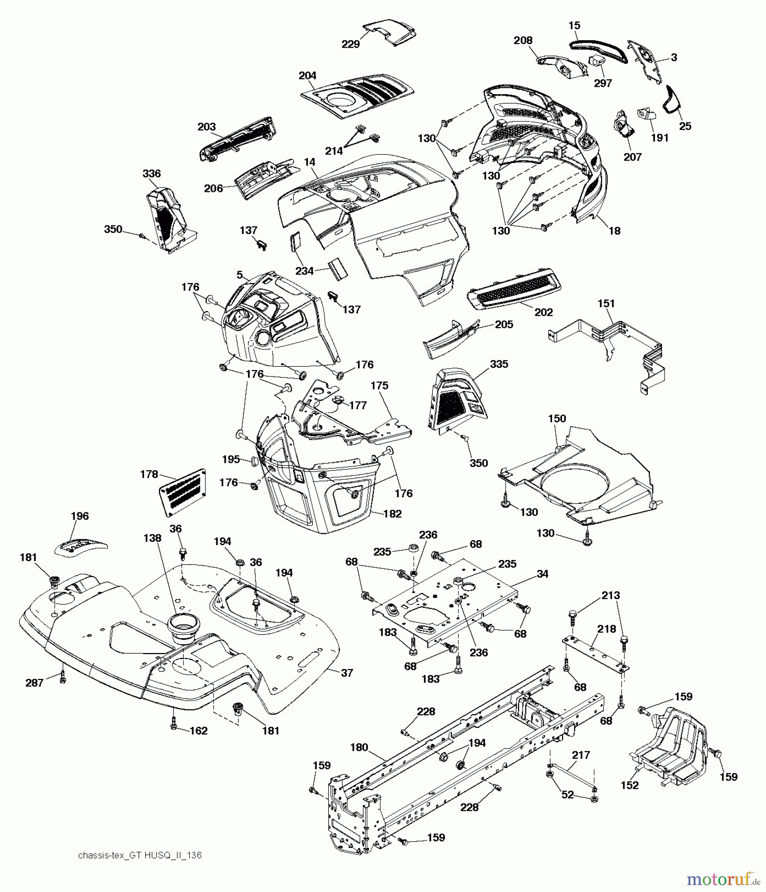  Husqvarna Rasen und Garten Traktoren YTH 18K46 (96043014300) - Husqvarna Yard Tractor (2012-08 & After) CHASSIS / FRAME