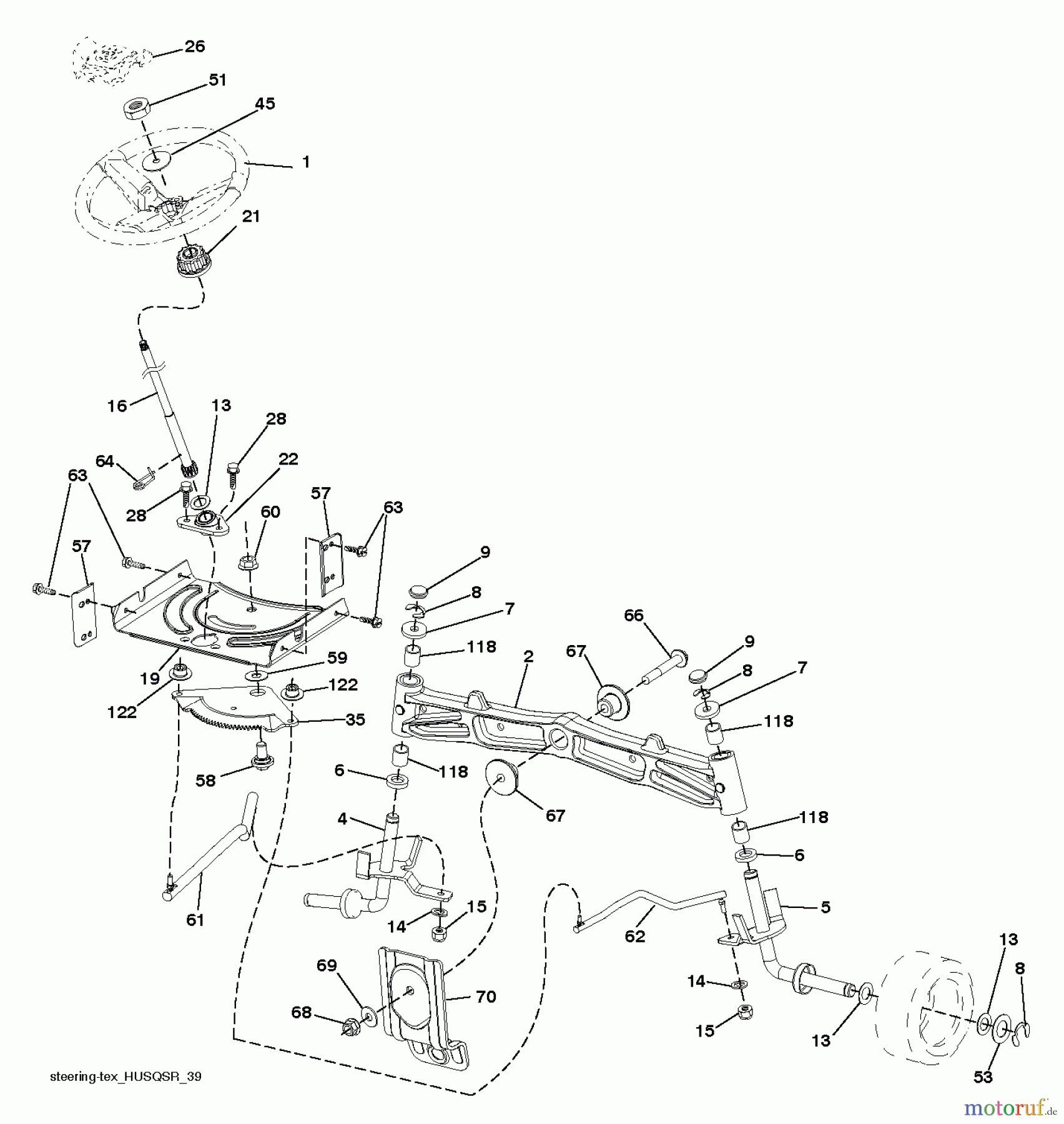  Husqvarna Rasen und Garten Traktoren YTH 2042TD (96041005405) - Husqvarna Yard Tractor (2013-02 & After) STEERING