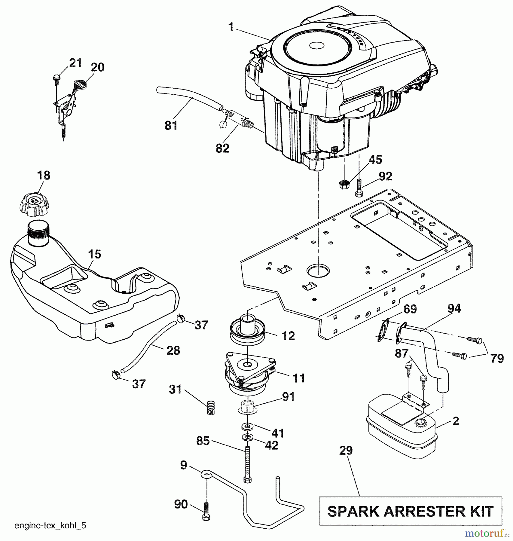 Husqvarna Rasen und Garten Traktoren YTH 20F42T (96043003900) - Husqvarna Yard Tractor (2007-12 & After) Engine