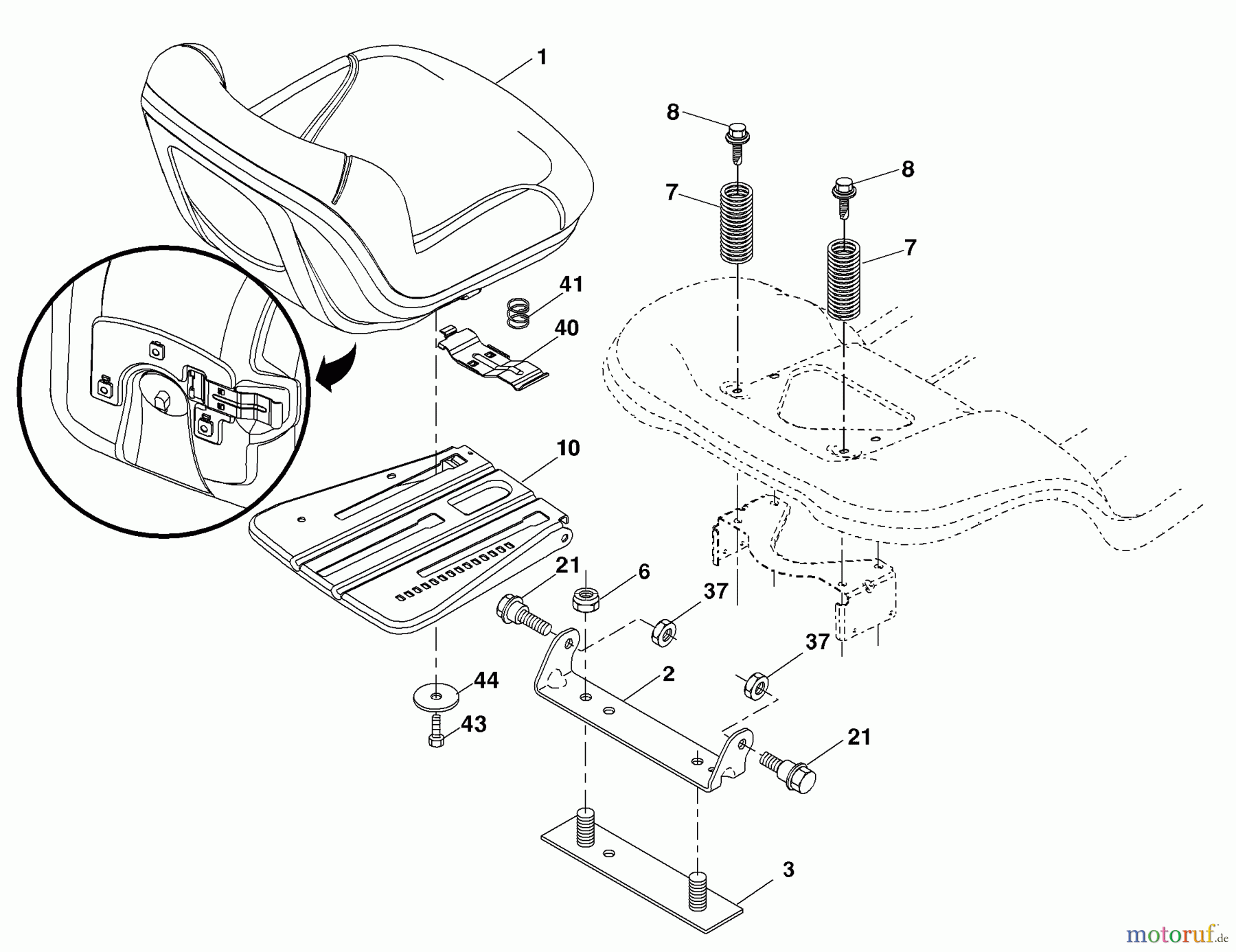 Husqvarna Rasen und Garten Traktoren YTH 20K46 (96045000400) - Husqvarna Yard Tractor (2006-11 & After) Seat Assembly