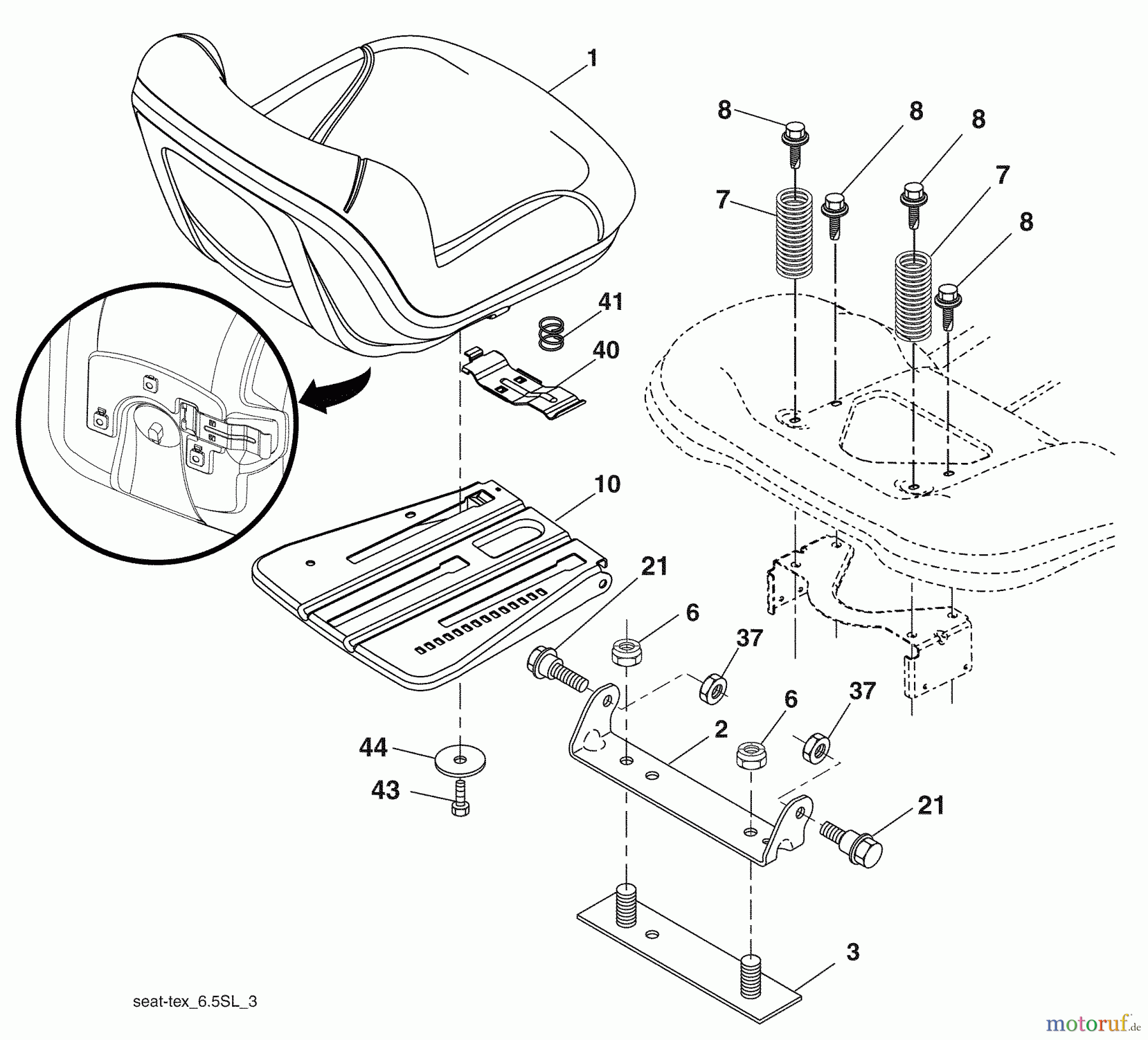  Husqvarna Rasen und Garten Traktoren YTH 20K46 (96045000407) - Husqvarna Yard Tractor (2008-07 & After) Seat Assembly