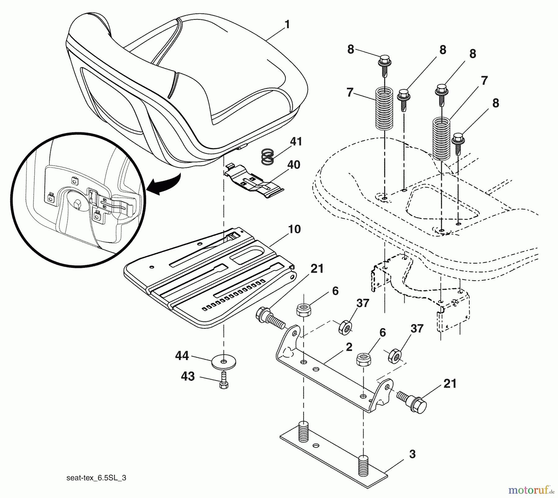  Husqvarna Rasen und Garten Traktoren YTH 20K46 (96045000409) - Husqvarna Yard Tractor (2008-12 & After) Seat Assembly