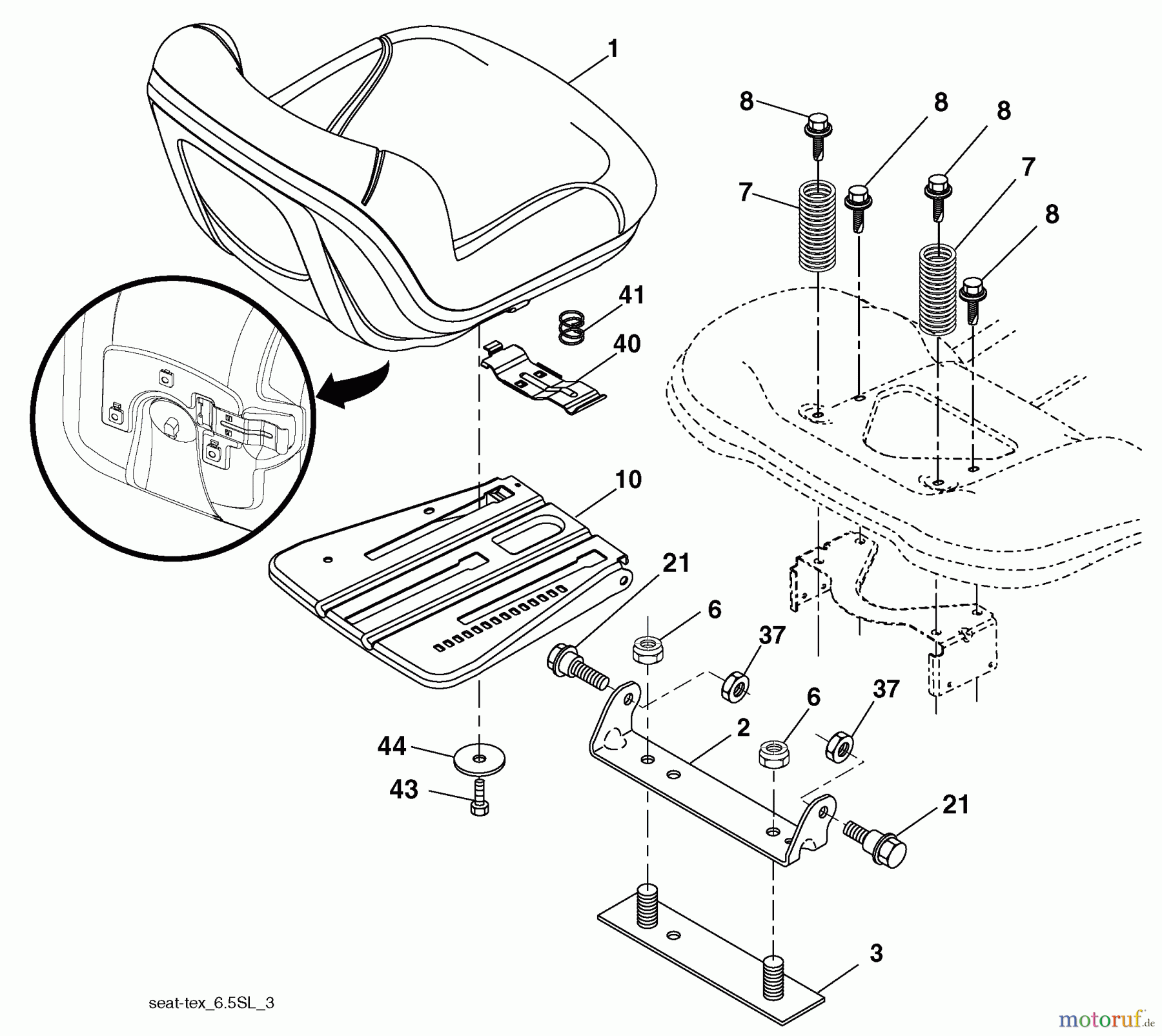  Husqvarna Rasen und Garten Traktoren YTH 20K46 (96045000414) - Husqvarna Yard Tractor (2009-05 & After) Seat Assembly