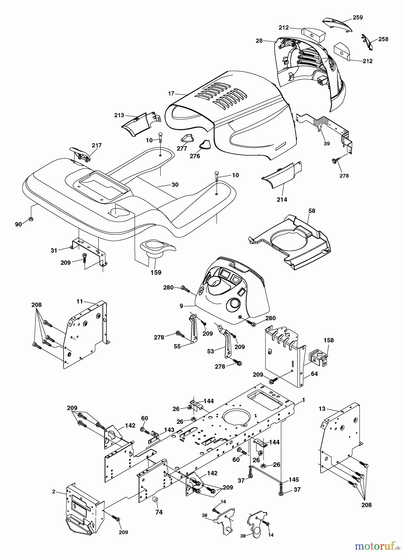  Husqvarna Rasen und Garten Traktoren YTH 2148 (954572035) (LO21H48E) - Husqvarna Yard Tractor (2005-05 & After) Chassis And Enclosures