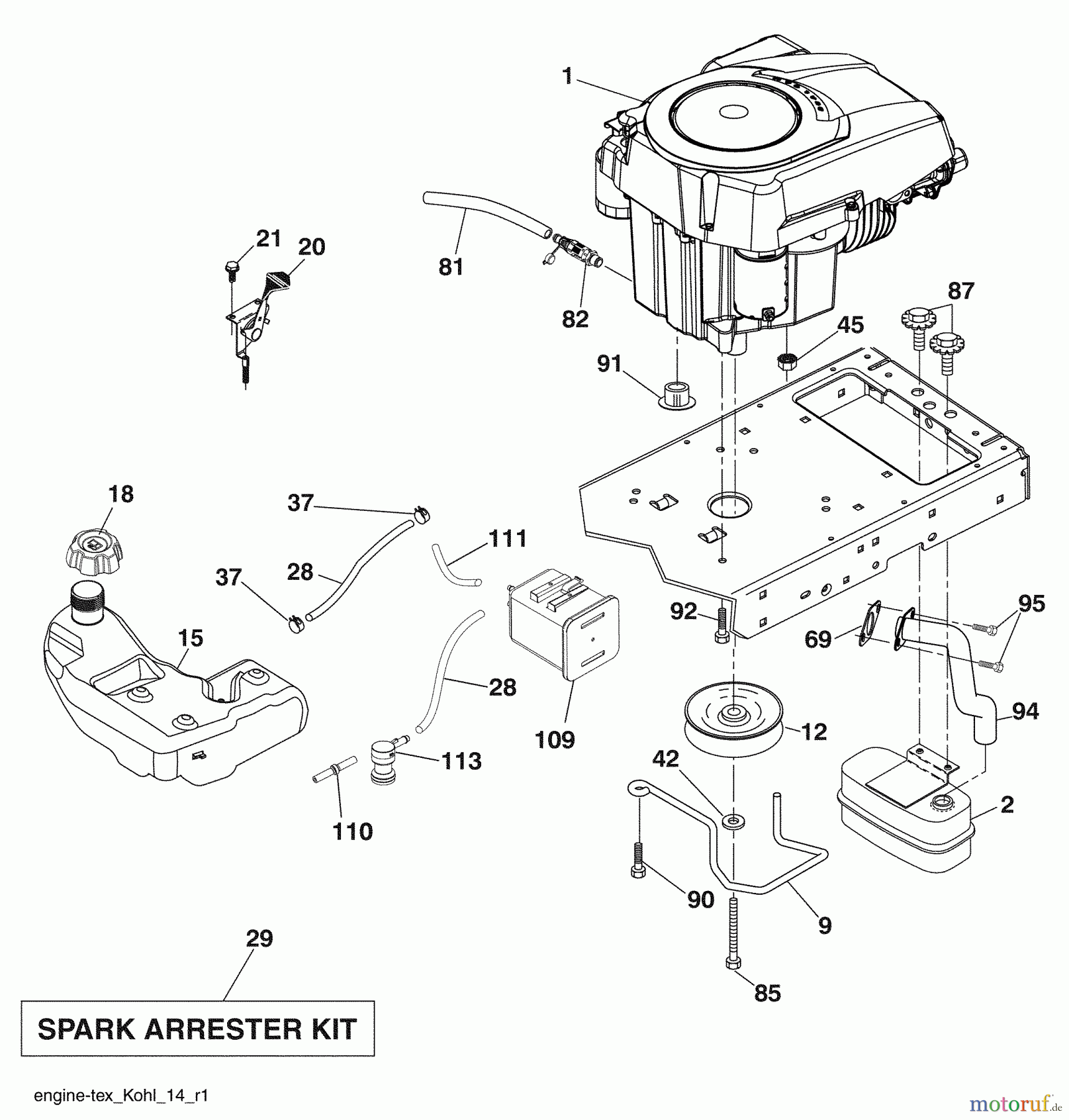  Husqvarna Rasen und Garten Traktoren YTH 21K46 (96043009500) - Husqvarna Yard Tractor (2009-10 & After) Engine