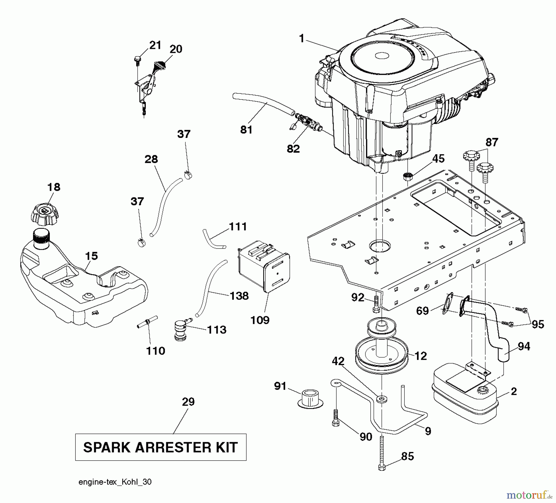  Husqvarna Rasen und Garten Traktoren YTH 21K46 (96043012302) - Husqvarna Yard Tractor (2012-10 & After) ENGINE