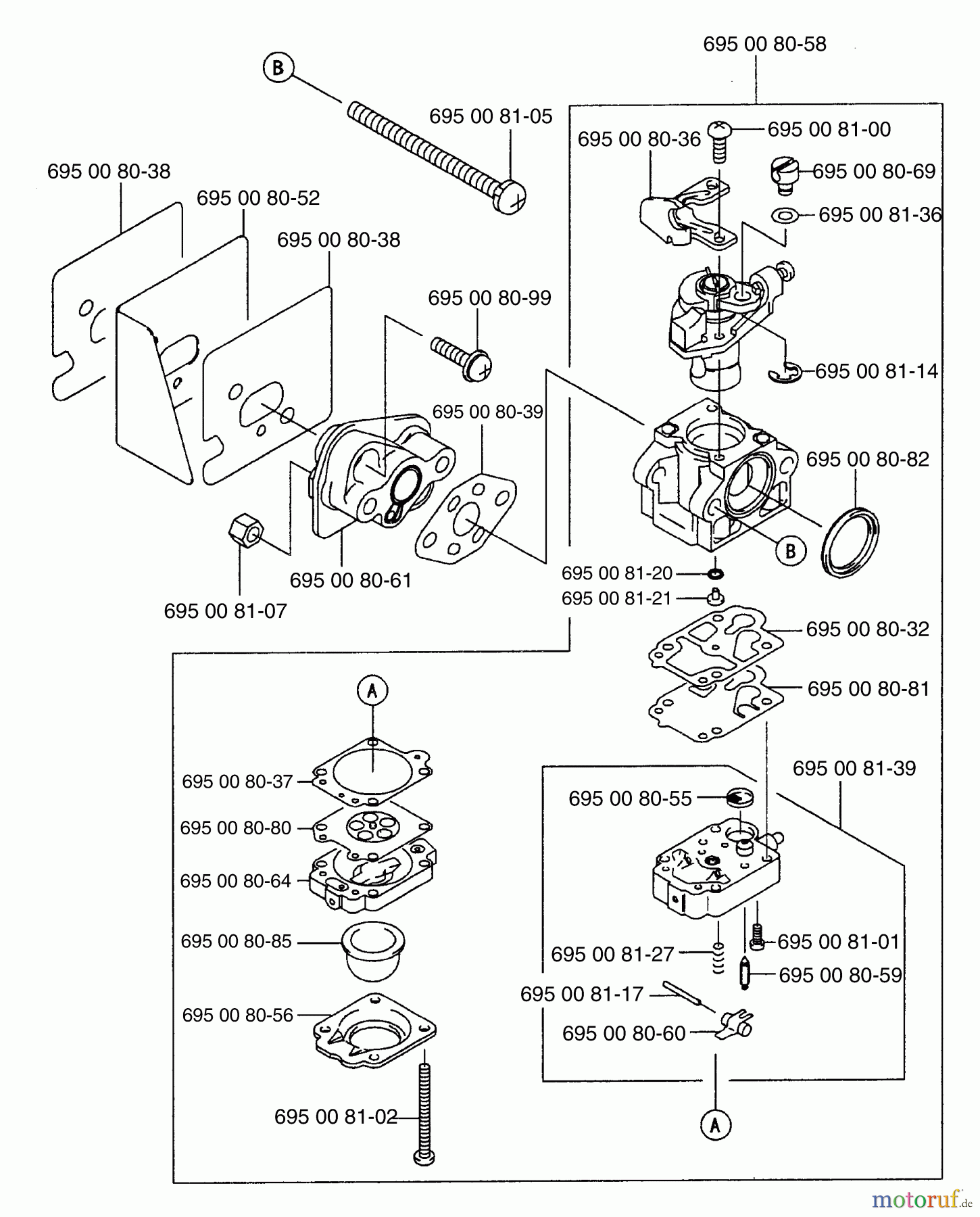  Husqvarna Bläser / Sauger / Häcksler / Mulchgeräte 125 BT - Husqvarna Backpack Blower (2003-07 to 2004-09) Carburetor