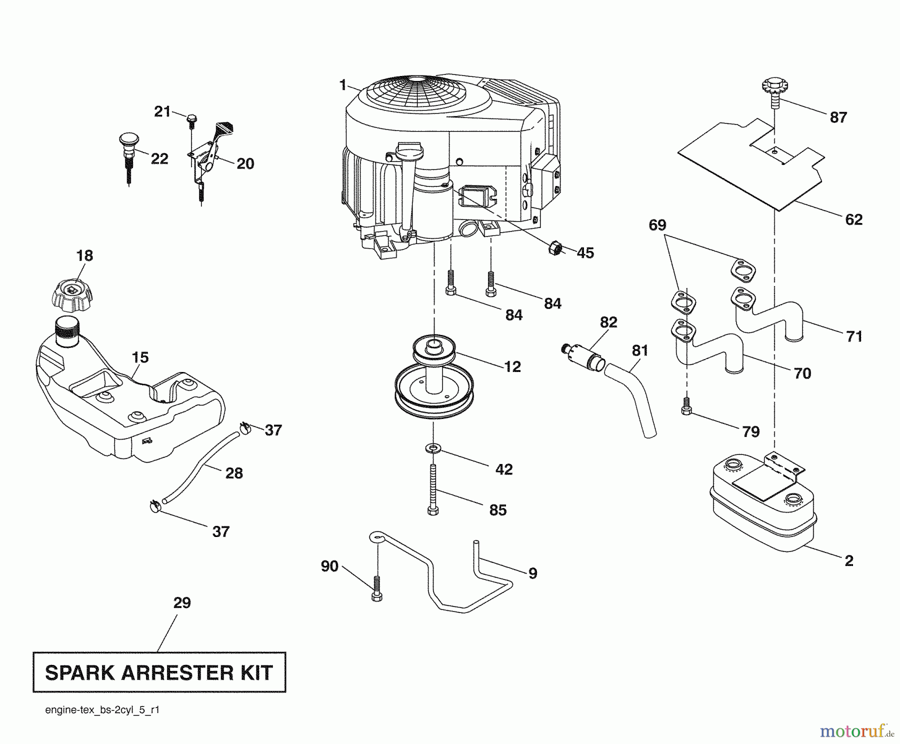  Husqvarna Rasen und Garten Traktoren YTH 2242 (96043007101) - Husqvarna Yard Tractor (2009-04 & After) Engine, Fuel Tank