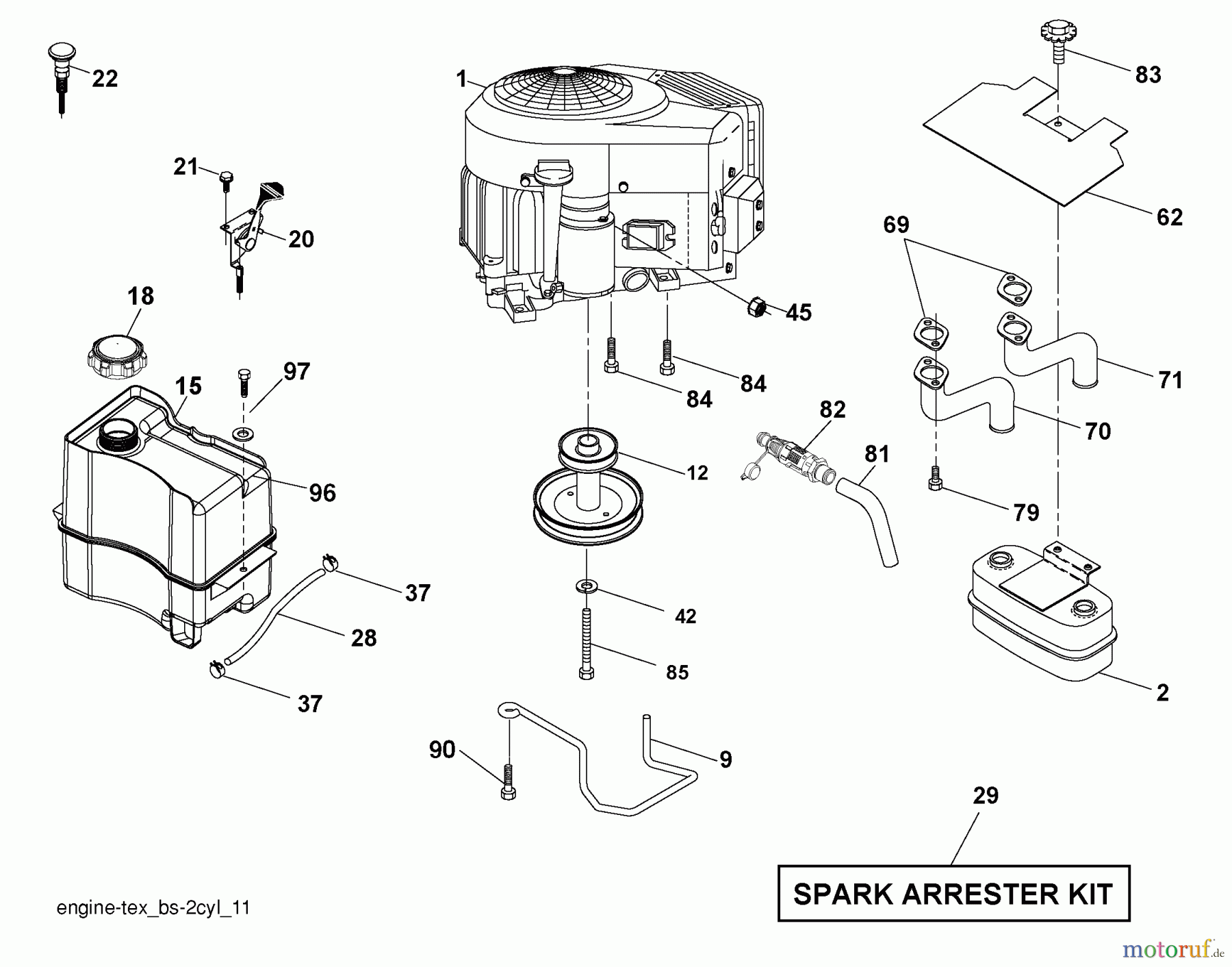  Husqvarna Rasen und Garten Traktoren YTH 2242 (96043010000) - Husqvarna Yard Tractor (2009-10 & After) Engine