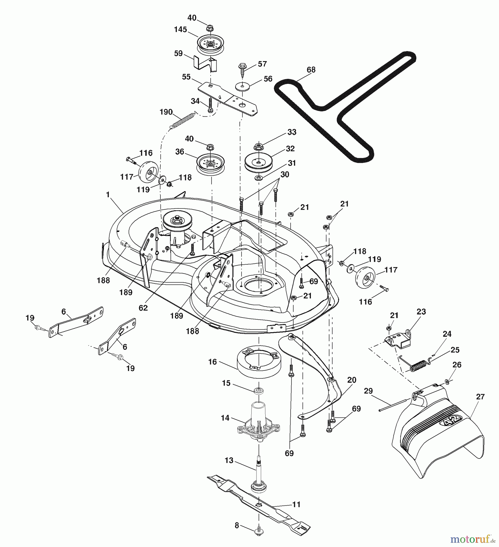  Husqvarna Rasen und Garten Traktoren YTH 2242T (96043002102) - Husqvarna Yard Tractor (2008-01 & After) Mower Deck