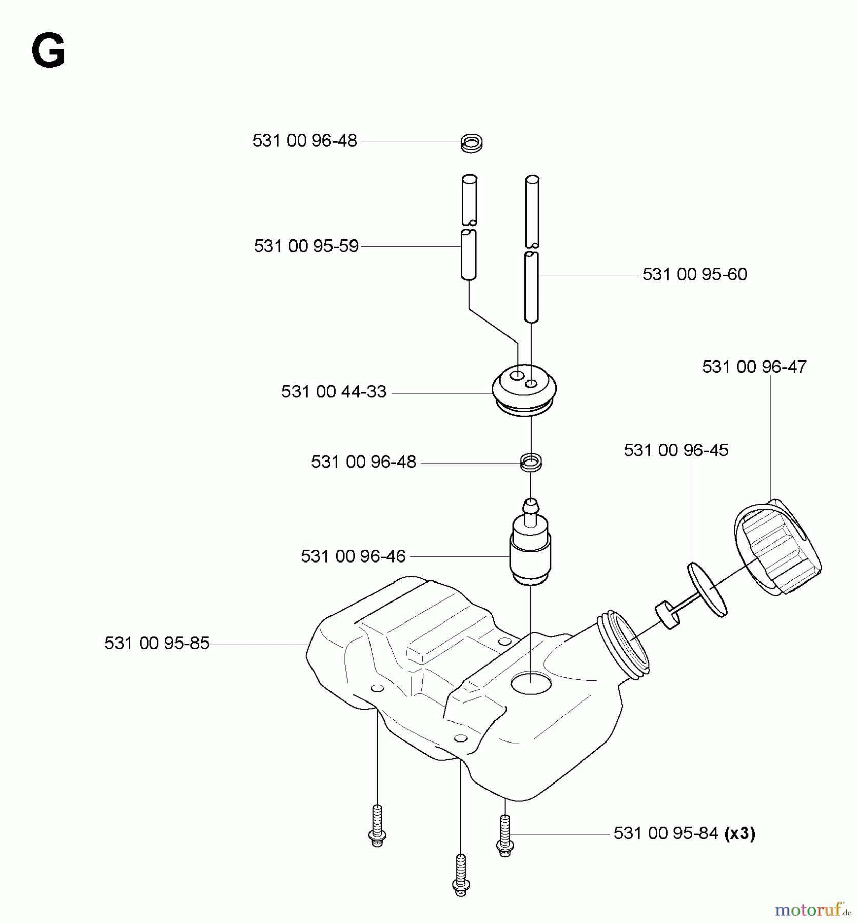  Husqvarna Bläser / Sauger / Häcksler / Mulchgeräte 125 BT - Husqvarna Backpack Blower (2004-10 & After) Fuel Tank