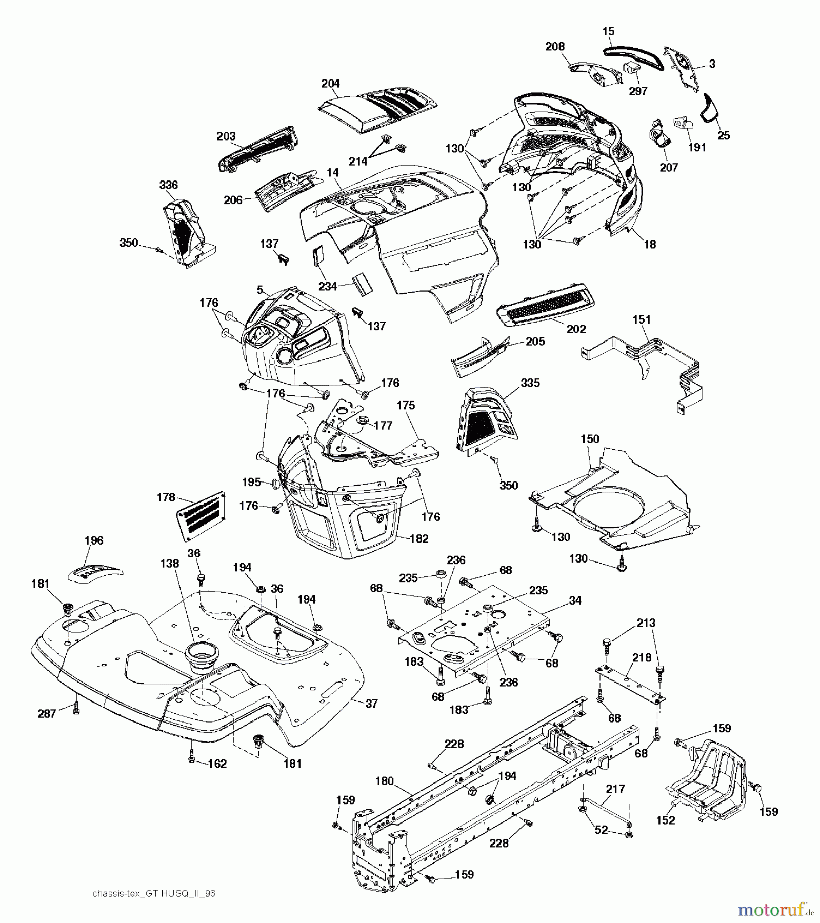 Husqvarna Rasen und Garten Traktoren YTH 22V42 (250190) - Husqvarna Yard Tractor (2012-10 & After) CHASSIS ENCLOSURES